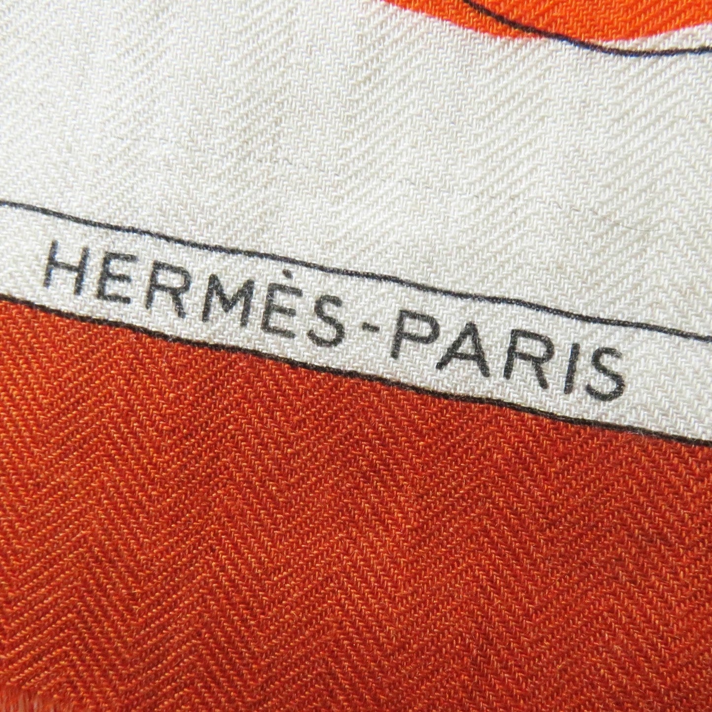 HERMES Stall Main: 70% cashmere, Main: 30% silk Etoupe/Orange/Indigo Rectangle Ampremour Fleur mens Used