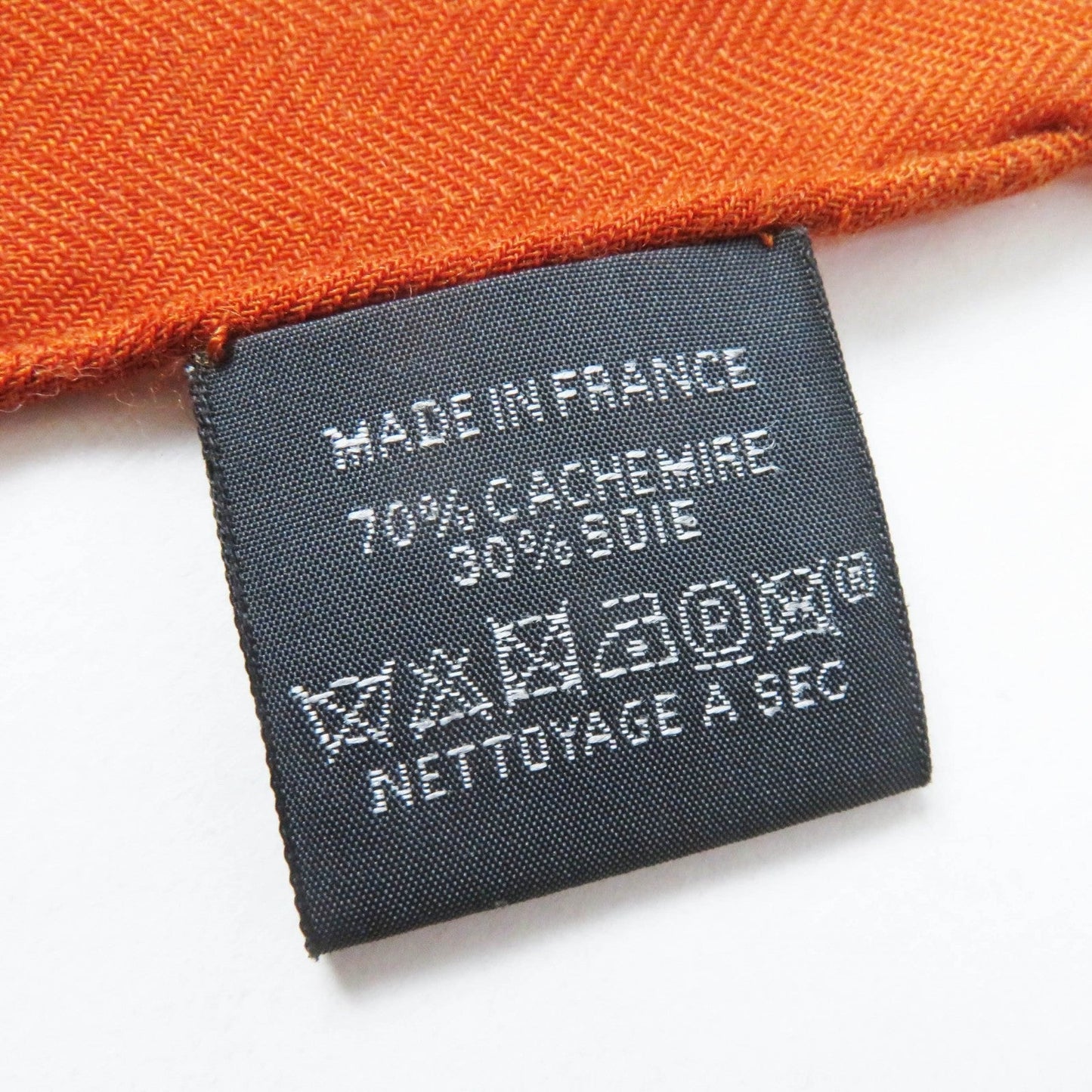 HERMES Stall Main: 70% cashmere, Main: 30% silk Etoupe/Orange/Indigo Rectangle Ampremour Fleur mens Used