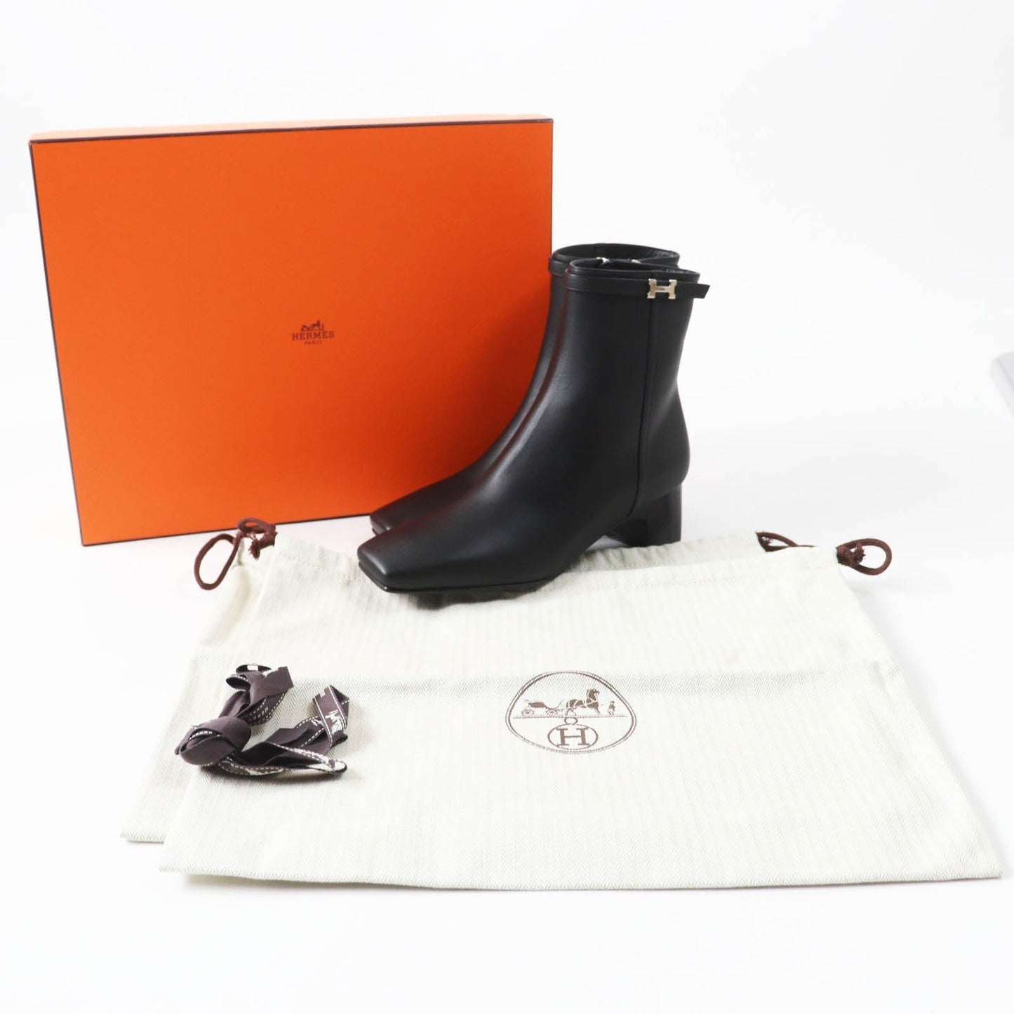 HERMES short boots Main: Leather black Oh Mage Women 36 Used