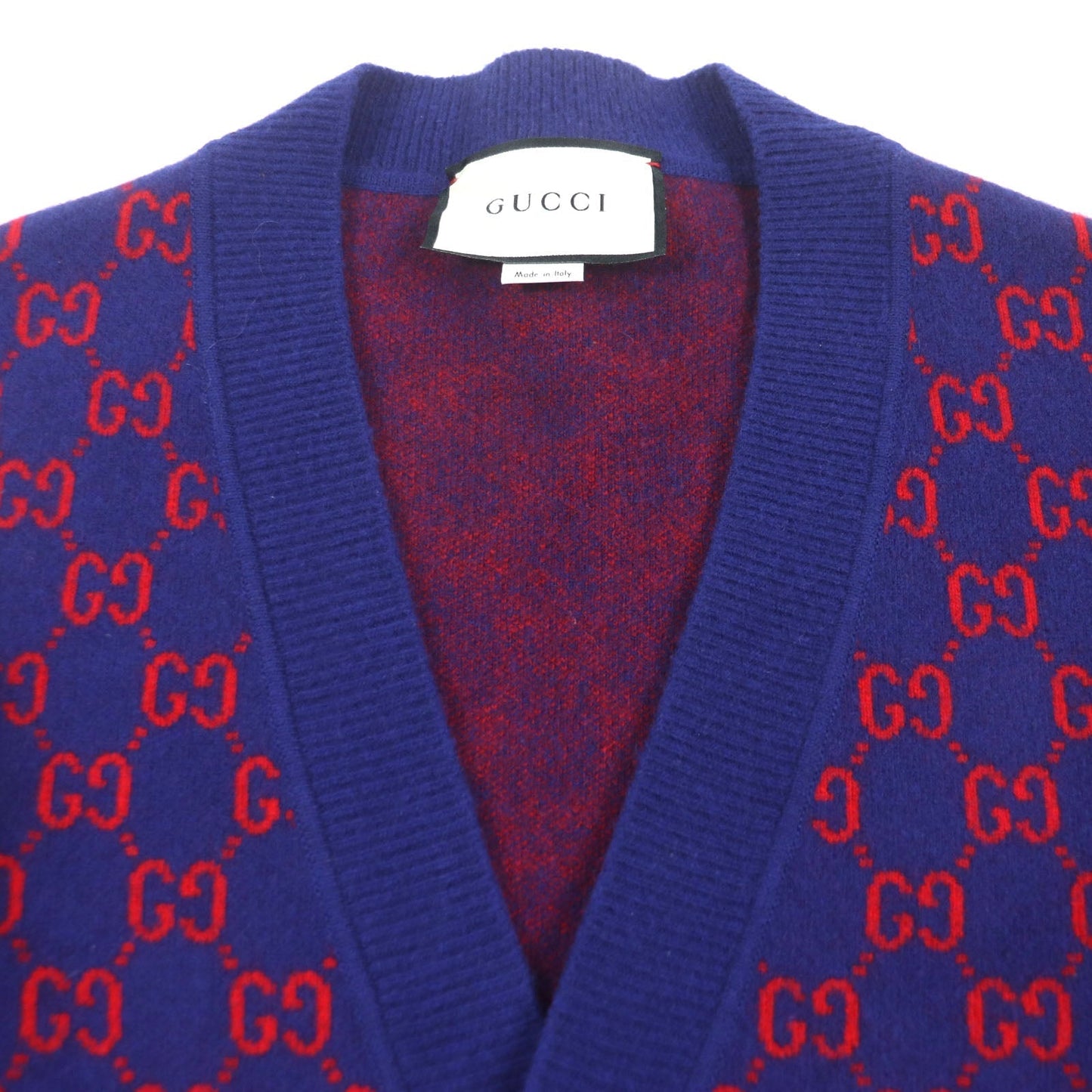 GUCCI cardigan 597724 Main: 95% wool, Main: 5% cashmere, Part: 100% wool Blue red mens M Used