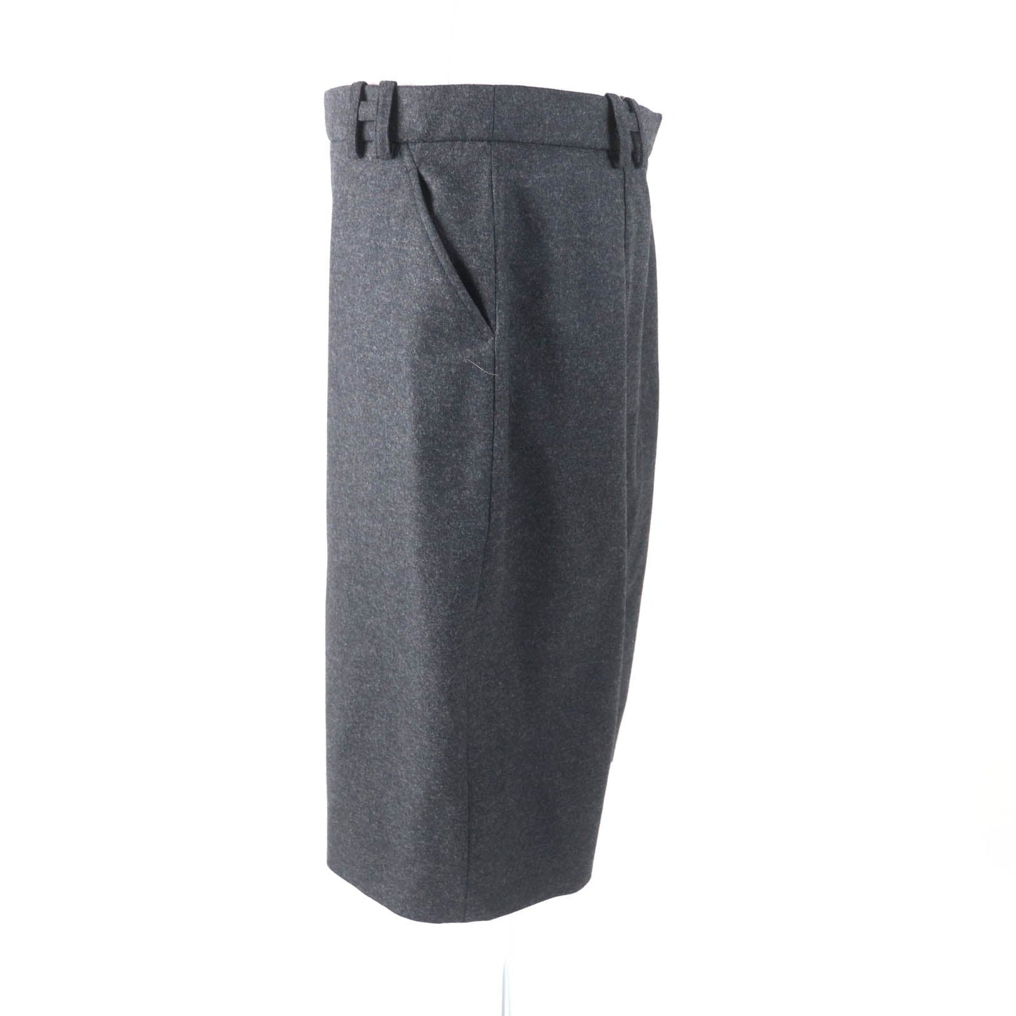 HERMES Tight Skirt Outer: 95% wool, Outer: 5% cashmere, Lining: 100% silk Charcoal gray Women 42 Used