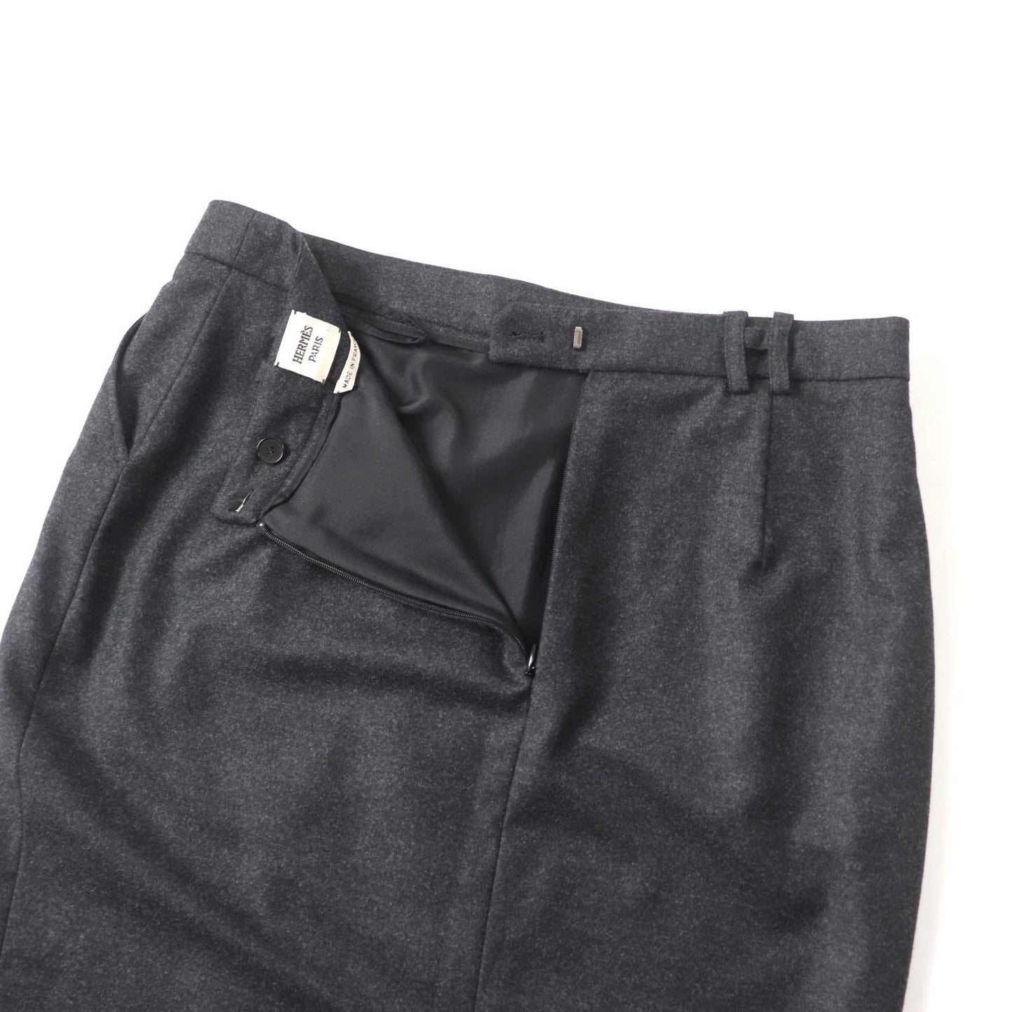 HERMES Tight Skirt Outer: 95% wool, Outer: 5% cashmere, Lining: 100% silk Charcoal gray Women 42 Used