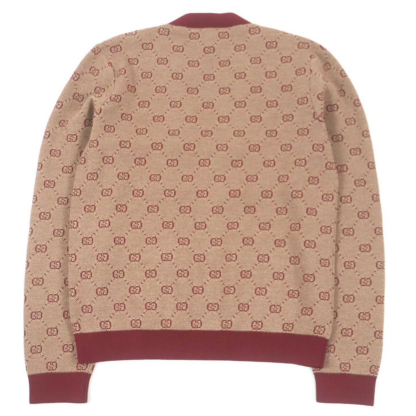 GUCCI sweater 572631 Main: 78% wool, Main: 22% cotton, Part: 94% cotton, Part: 5% nylon, Part: 1% polyurethane Bordeaux mens S Used