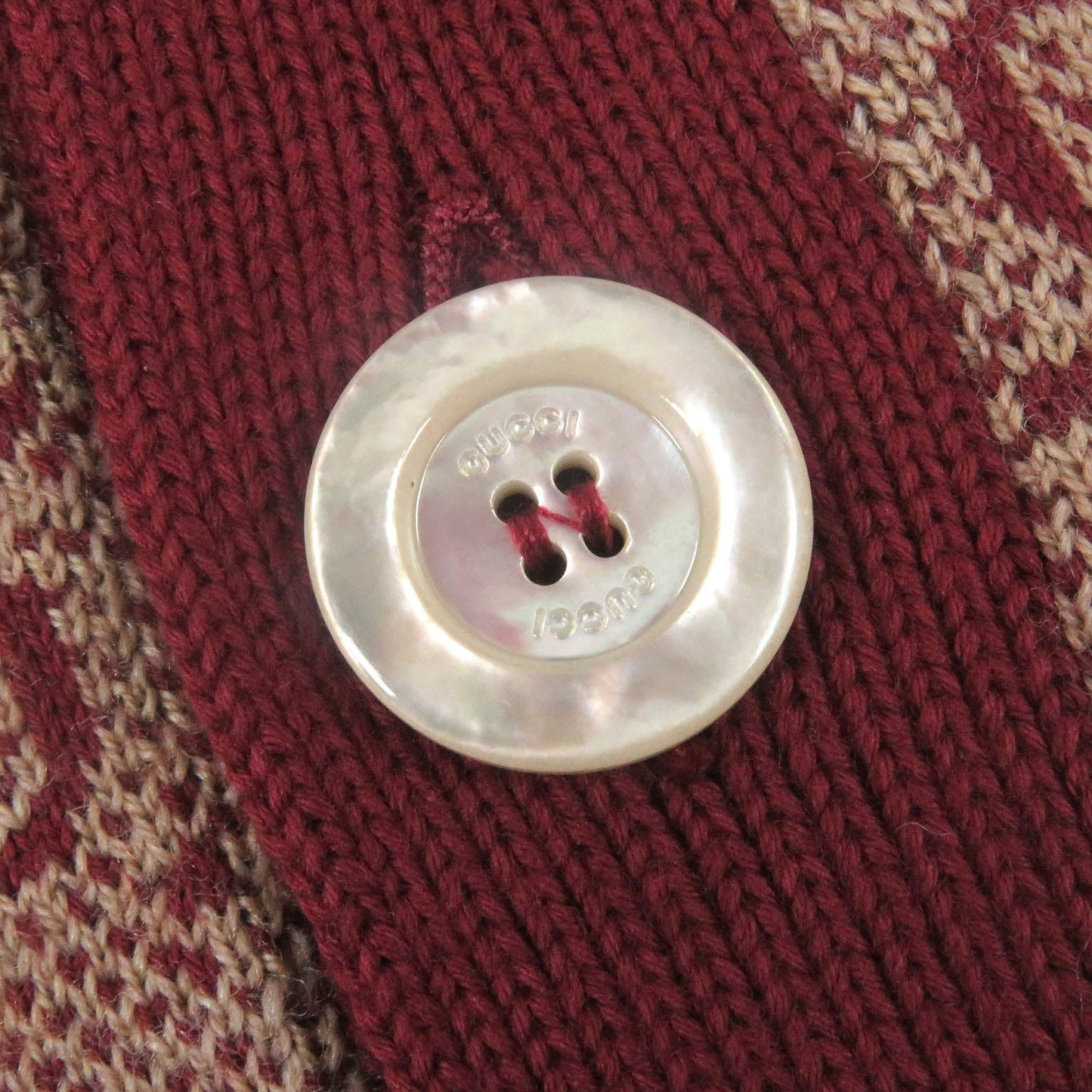 GUCCI sweater 572631 Main: 78% wool, Main: 22% cotton, Part: 94% cotton, Part: 5% nylon, Part: 1% polyurethane Bordeaux mens S Used