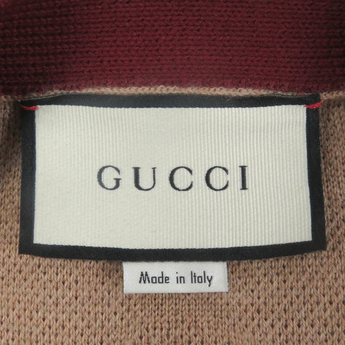 GUCCI sweater 572631 Main: 78% wool, Main: 22% cotton, Part: 94% cotton, Part: 5% nylon, Part: 1% polyurethane Bordeaux mens S Used