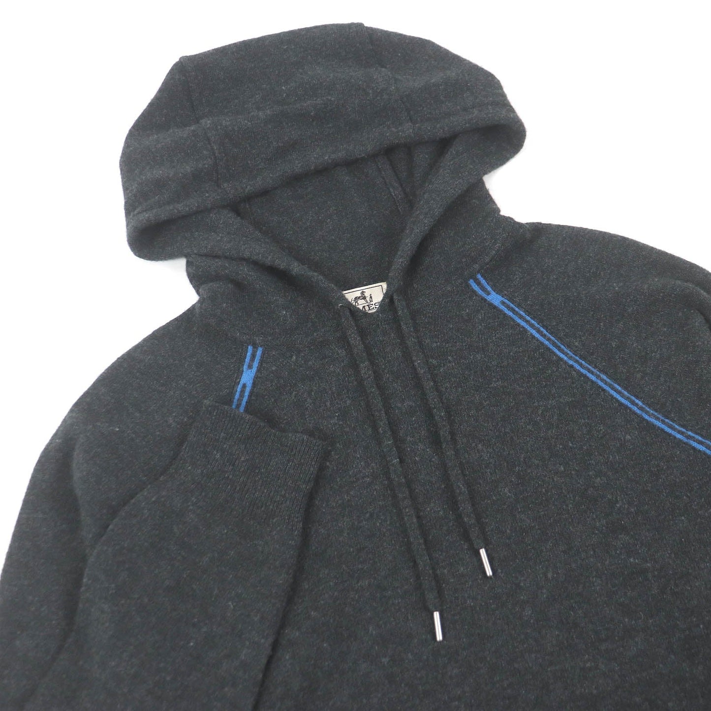 HERMES Hoodie Main: 70% wool, Main: 30% cashmere Dark gray mens S Used