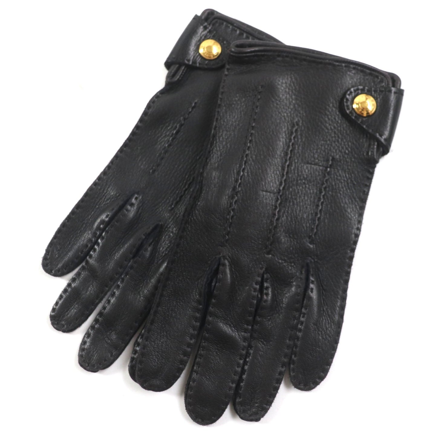 HERMES gloves Lamb leather Dark brown 8.5