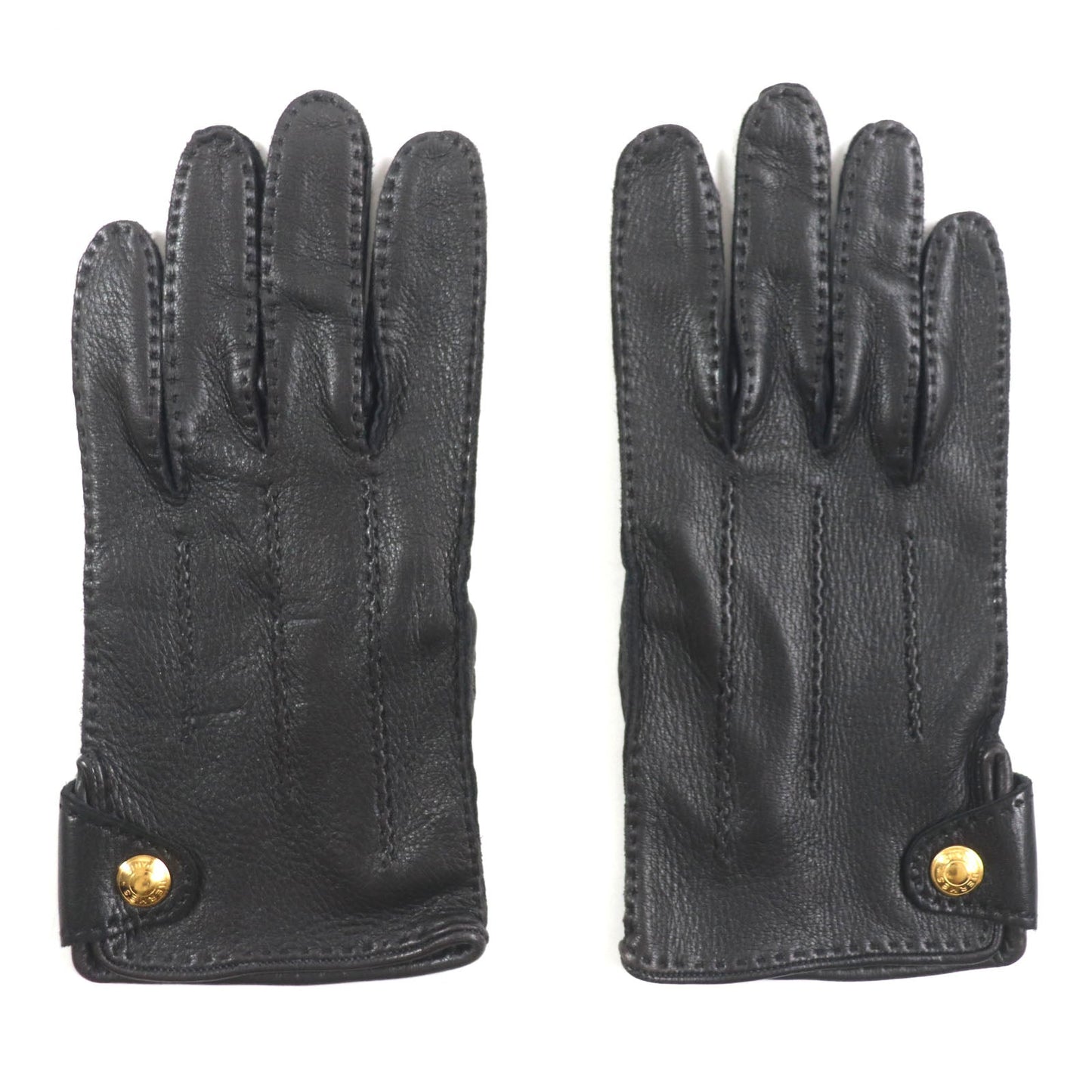 HERMES gloves Lamb leather Dark brown 8.5