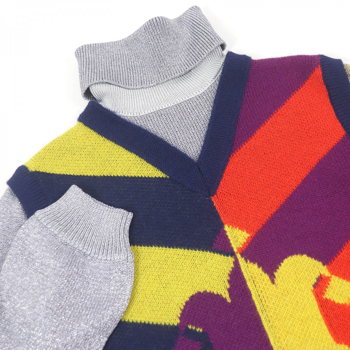 GUCCI sweater 724770 Main: 100% wool, part: 79% rayon, part: 21% polyester, part: 97% wool, part: 2% nylon multicolor mens S Used