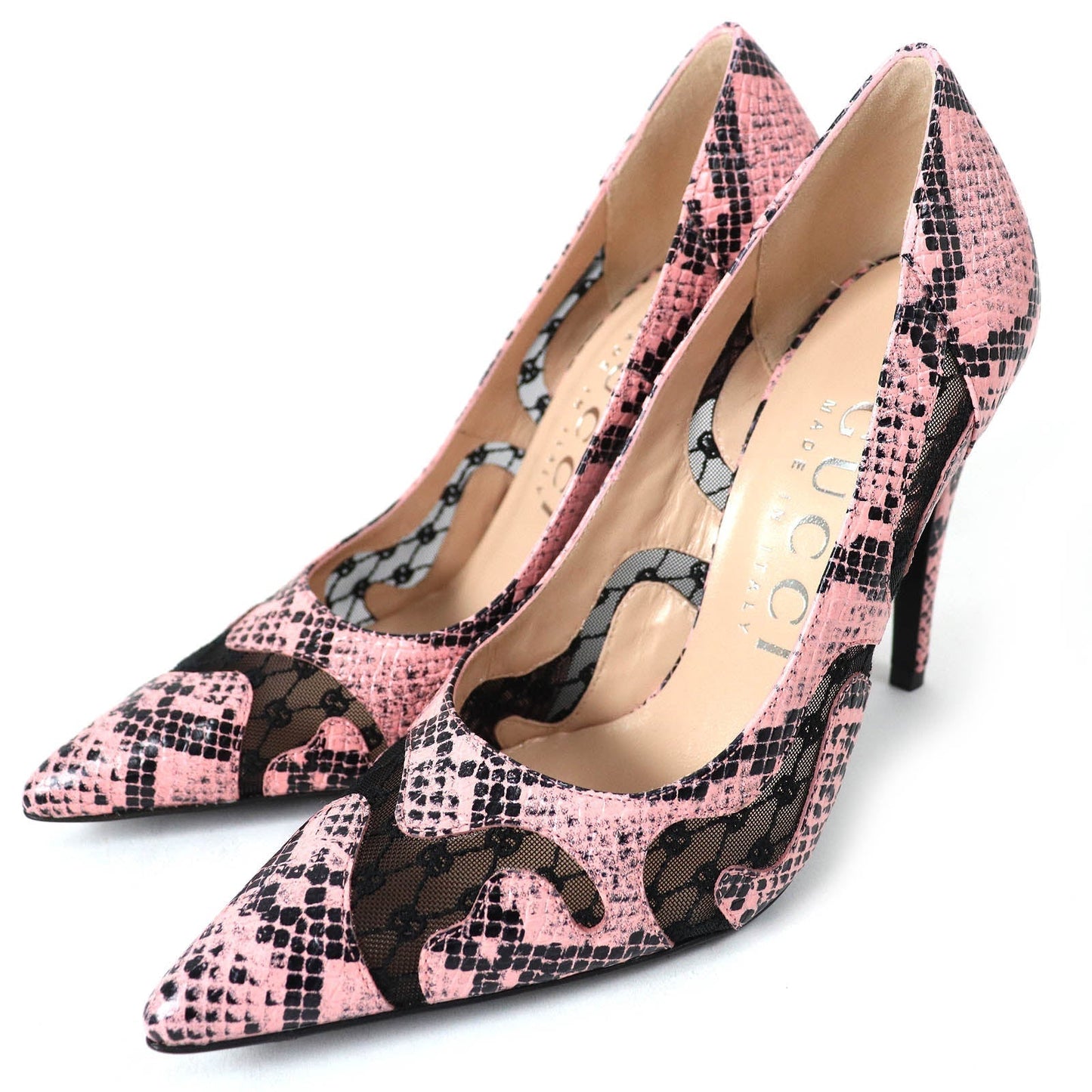 GUCCI pumps 738689 Main: Leather Pink black Women 36.5 Used