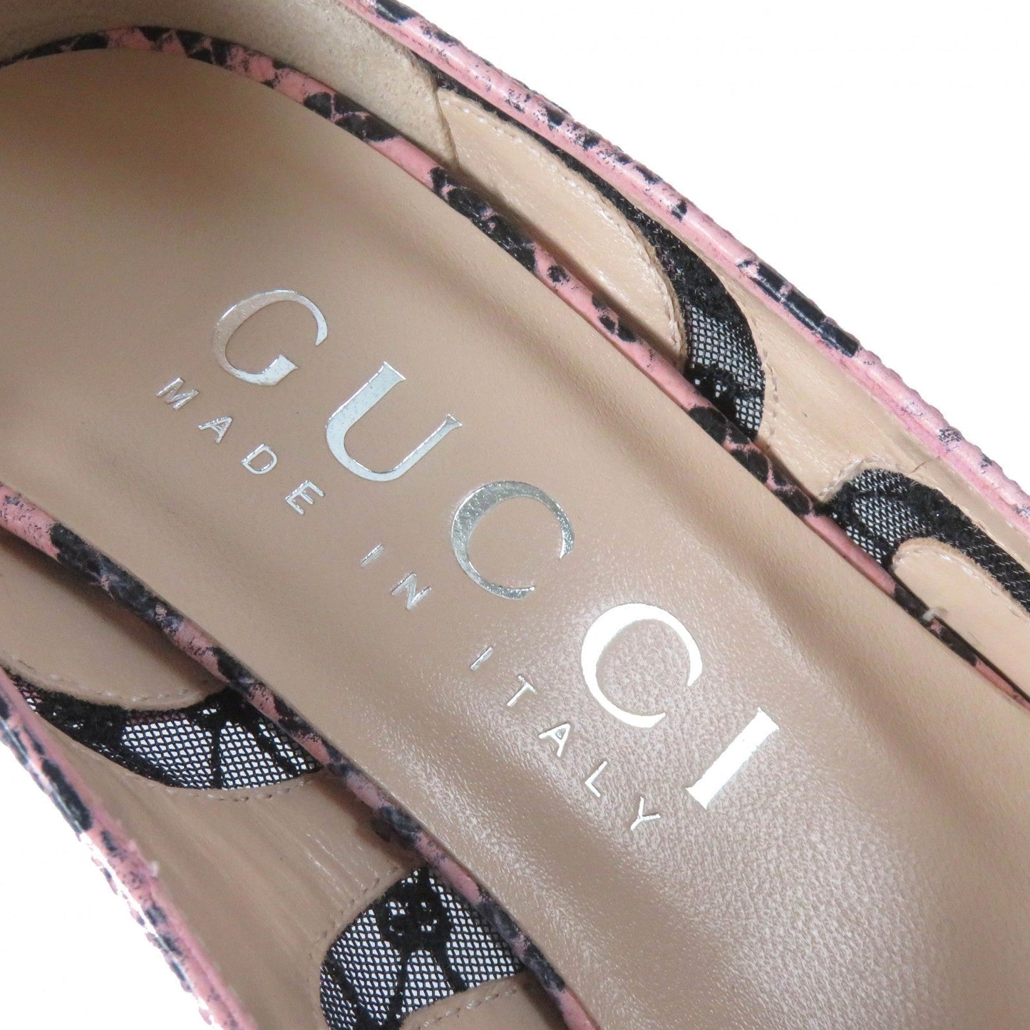 GUCCI pumps 738689 Main: Leather Pink black Women 36.5 Used