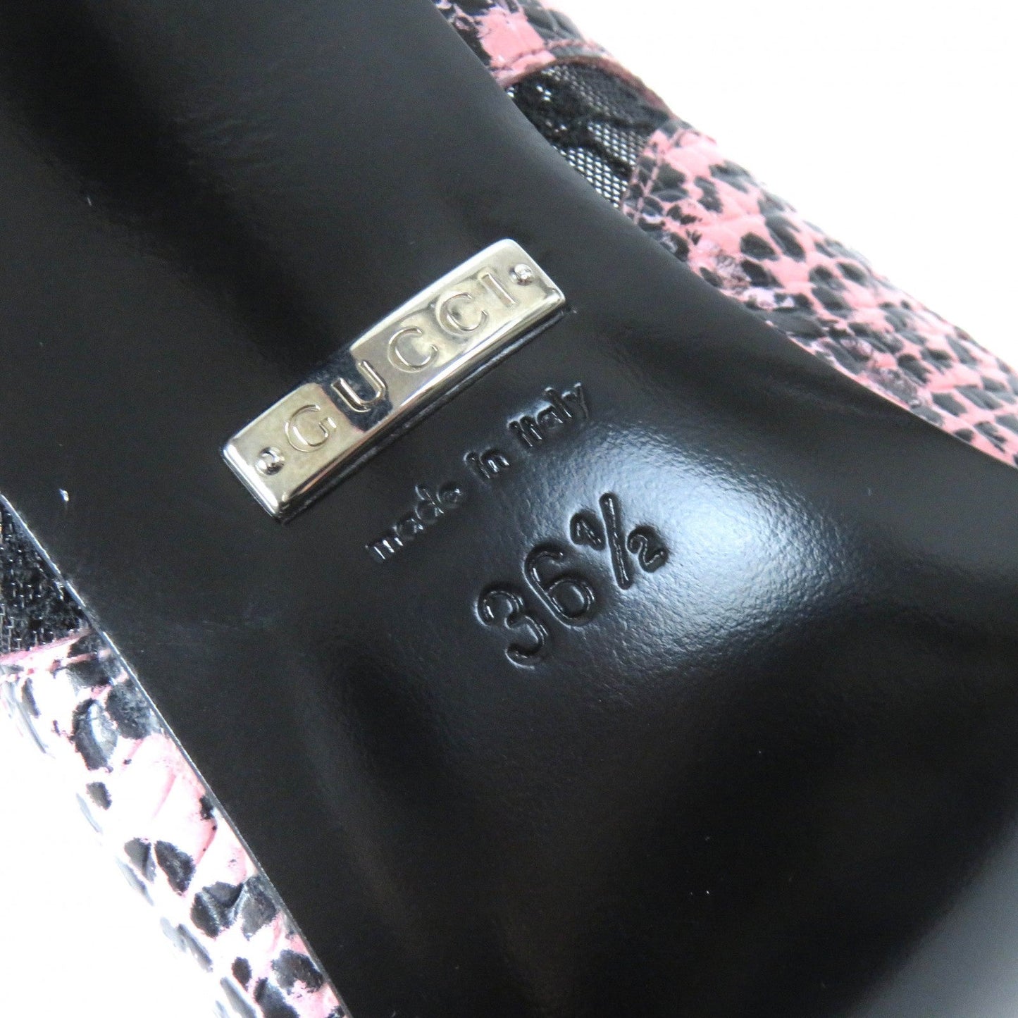 GUCCI pumps 738689 Main: Leather Pink black Women 36.5 Used