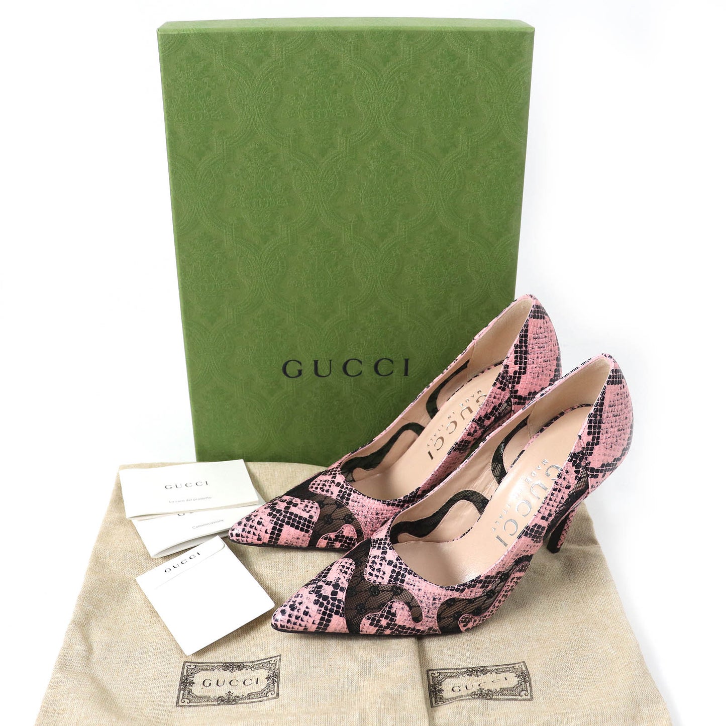 GUCCI pumps 738689 Main: Leather Pink black Women 36.5 Used