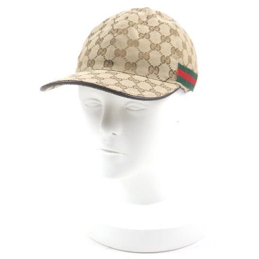 GUCCI cap 200035 Outer material: 68% polyester, Outer material: 16% nylon, Outer material: 16% cotton, Part: 50% cotton, Part: 50% rayon beige mens S Used