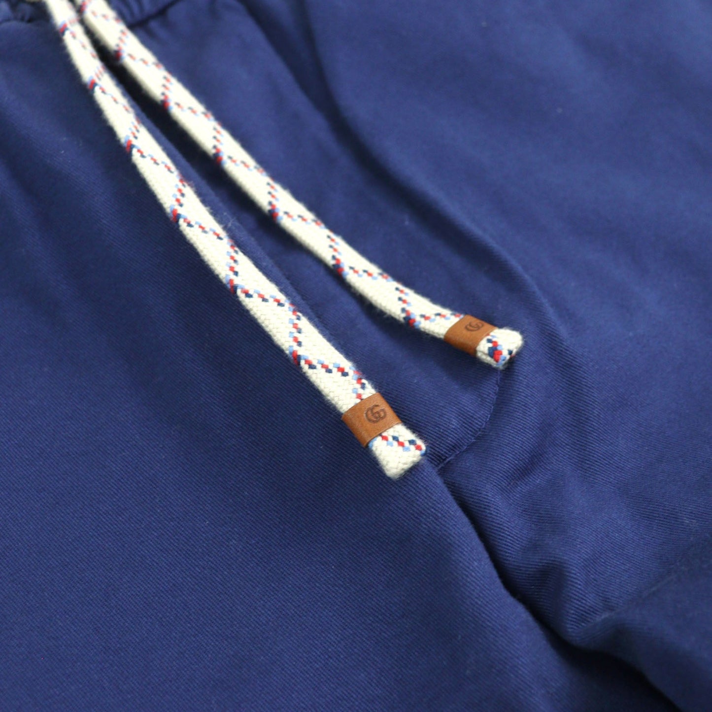 GUCCI Pants 694110 Main: 100% cotton, Leather part: Cowhide Blue white mens 46 Used