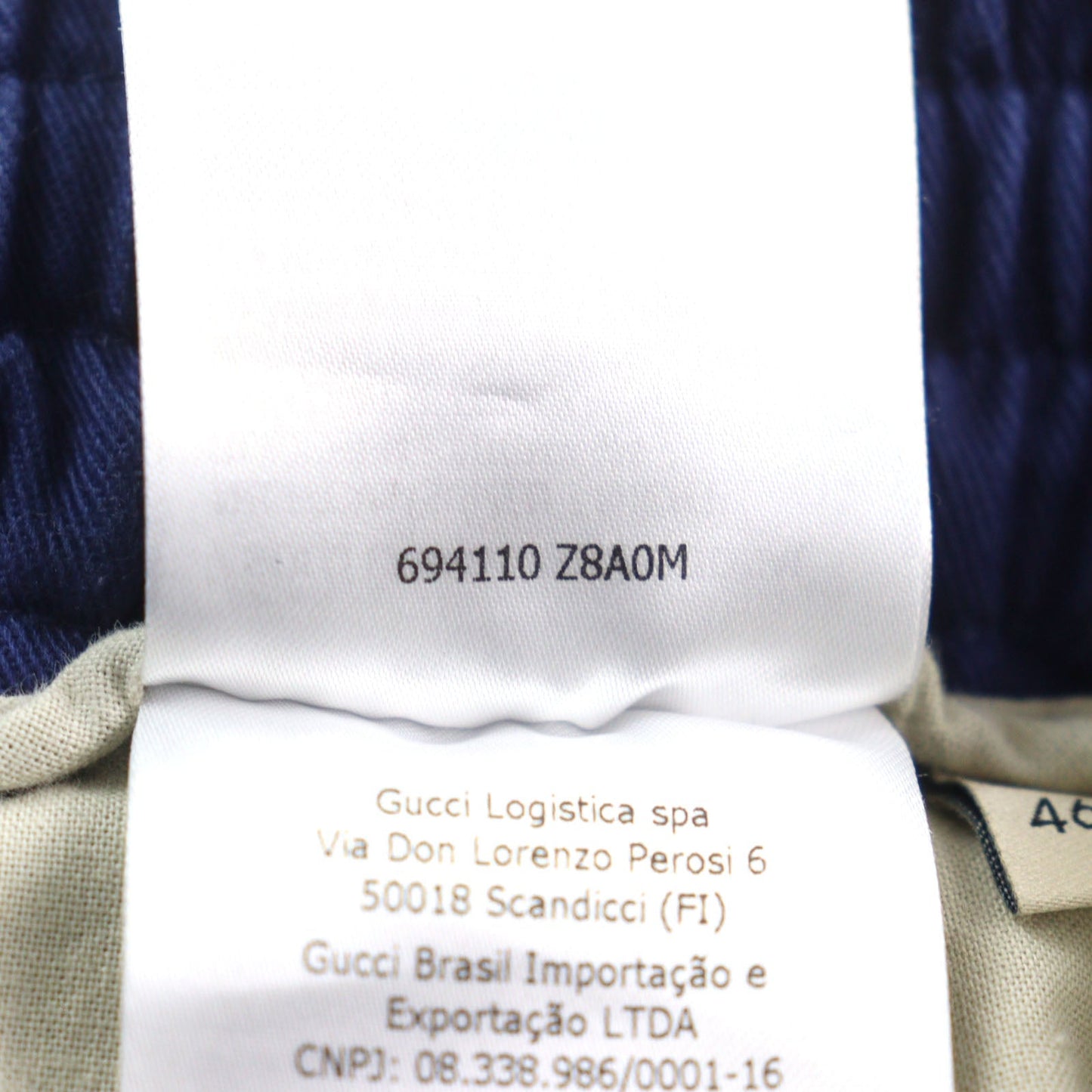 GUCCI Pants 694110 Main: 100% cotton, Leather part: Cowhide Blue white mens 46 Used
