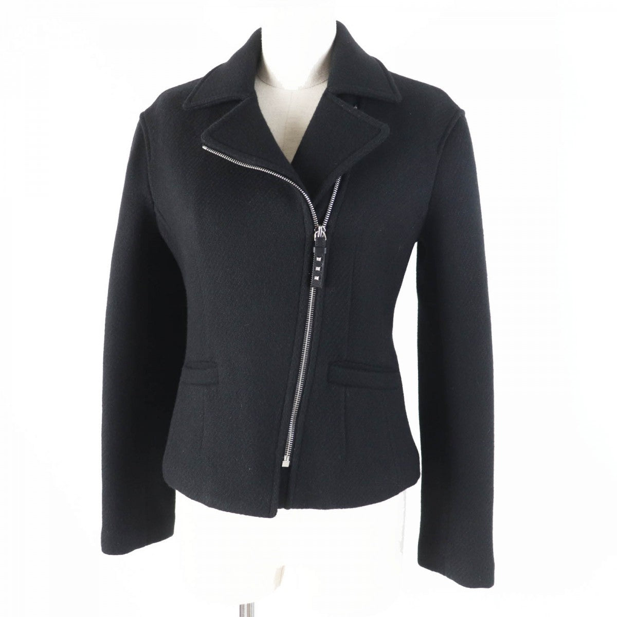 HERMES Jacket 3H0208DW Outer: 100% cashmere, Leather: Sheepskin, Filling: 55% cashmere, Filling: 45% polyester, Lining: 100% polyester black Women 34 Used