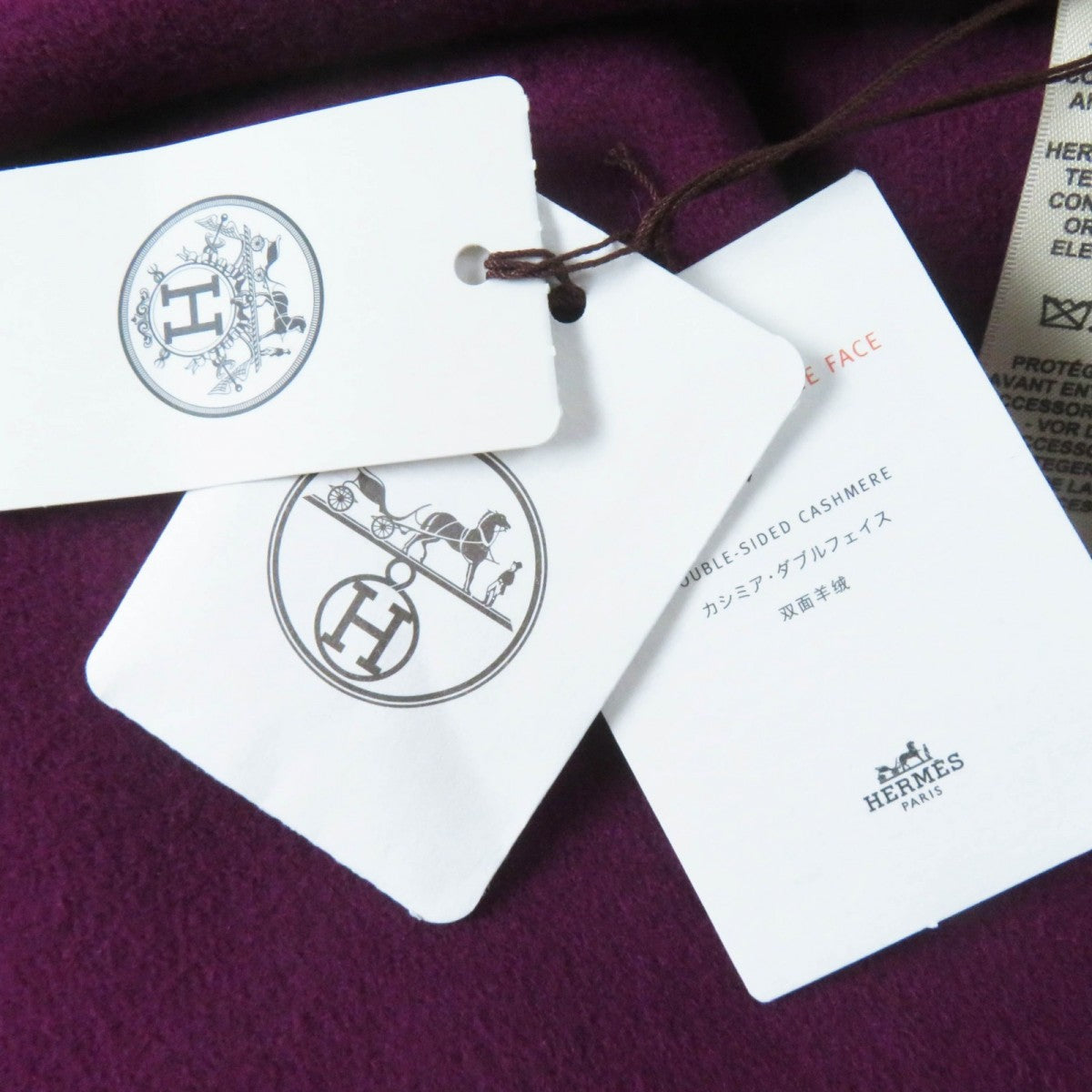 HERMES poncho 3E0222DZ  Main: 100% cashmere, Leather part: Sheepskin Purple pink Women 38 Used