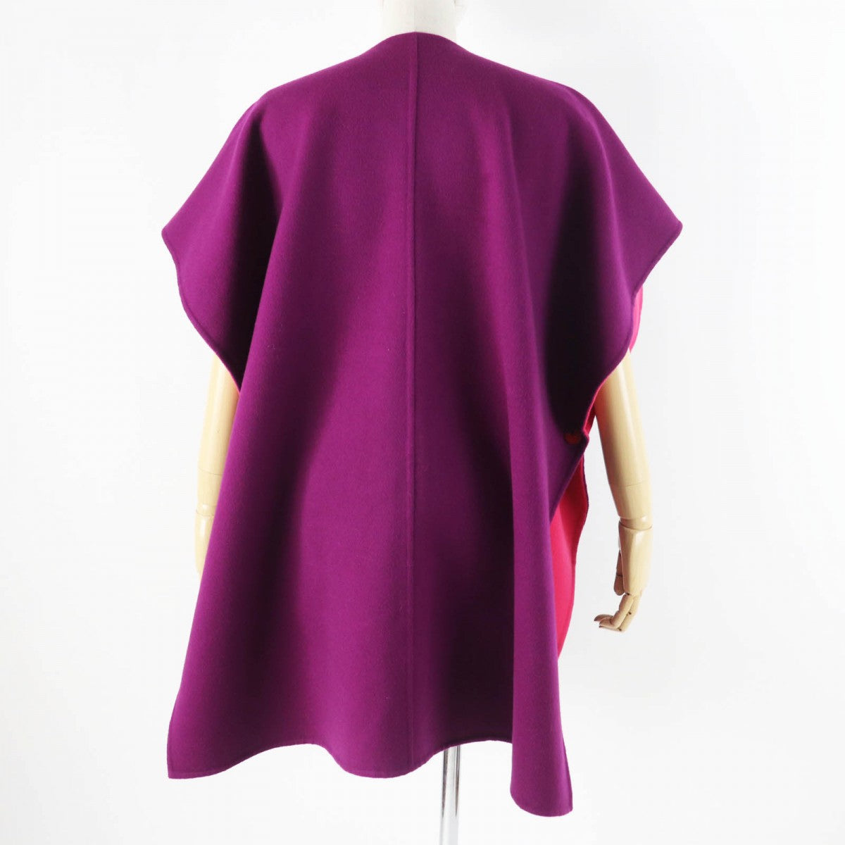 HERMES poncho 3E0222DZ  Main: 100% cashmere, Leather part: Sheepskin Purple pink Women 38 Used