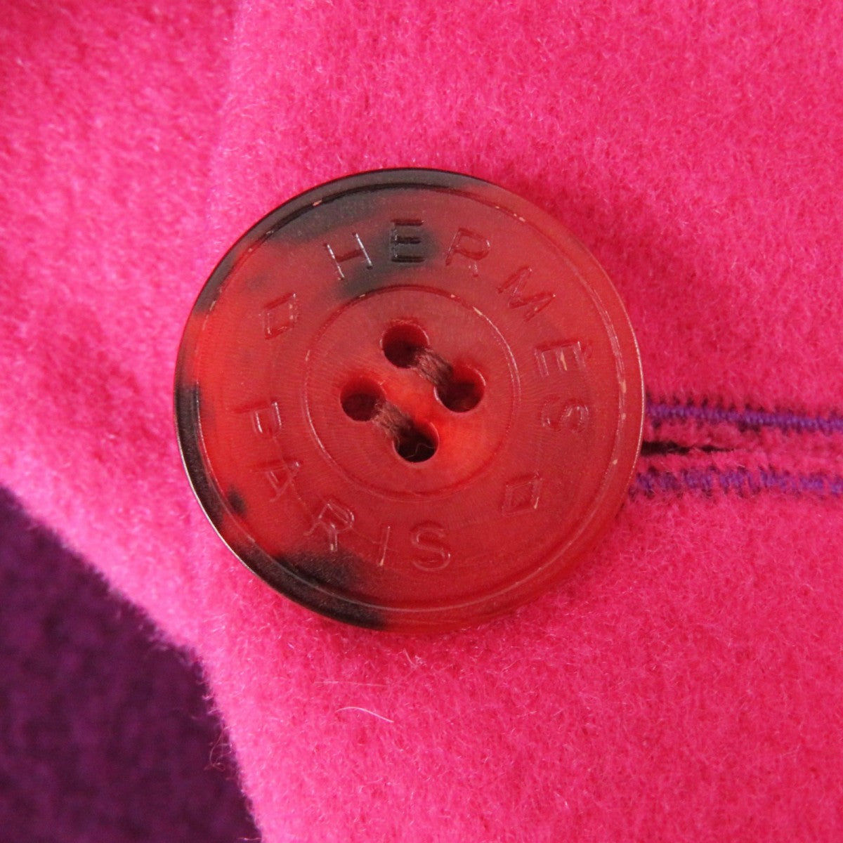 HERMES poncho 3E0222DZ  Main: 100% cashmere, Leather part: Sheepskin Purple pink Women 38 Used