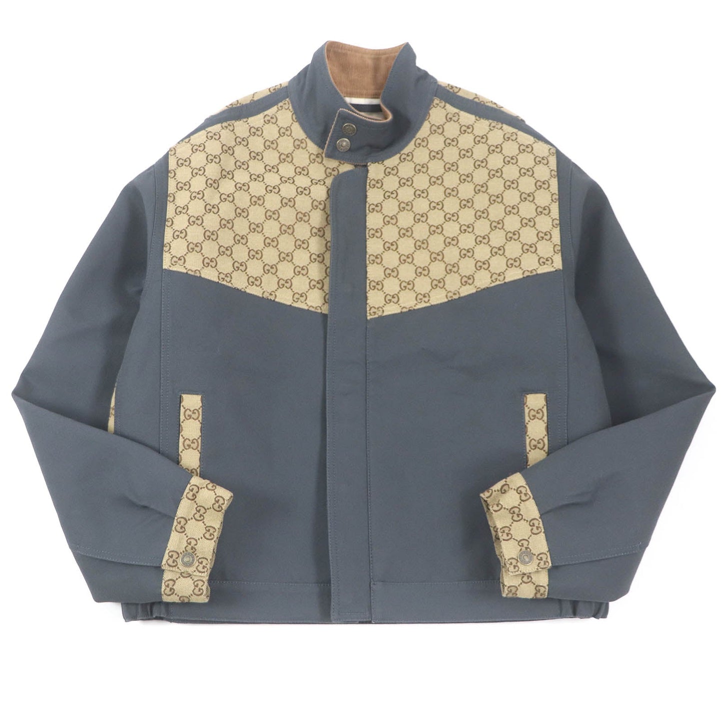 GUCCI Blouson 742855 Main: 100% cotton, Part: 70% cotton, Part: 30% polyester, Sleeve lining: 100% rayon Charcoal type Cotton Canvas GG Supreme Jacket mens 50 Used