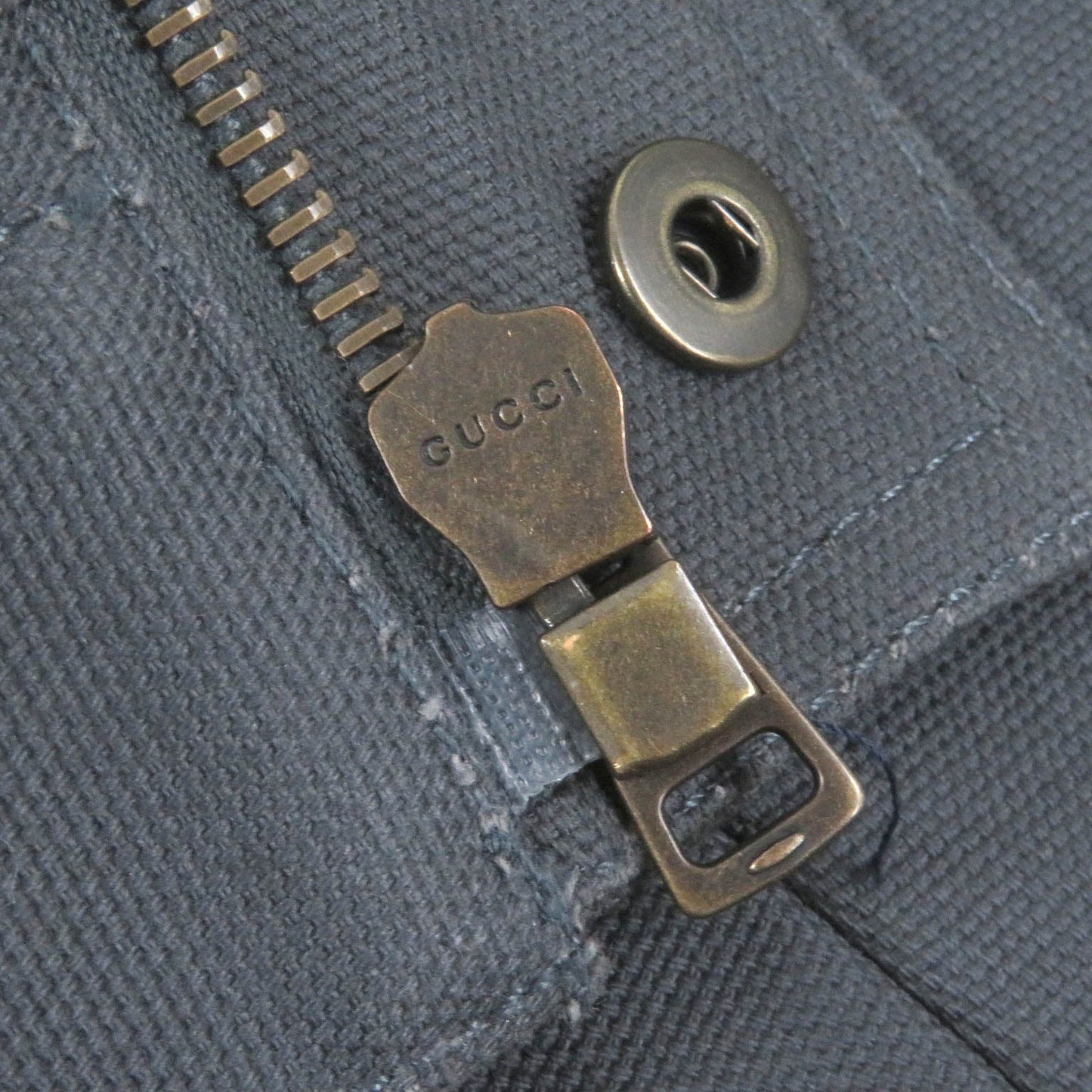 GUCCI Blouson 742855 Main: 100% cotton, Part: 70% cotton, Part: 30% polyester, Sleeve lining: 100% rayon Charcoal type Cotton Canvas GG Supreme Jacket mens 50 Used