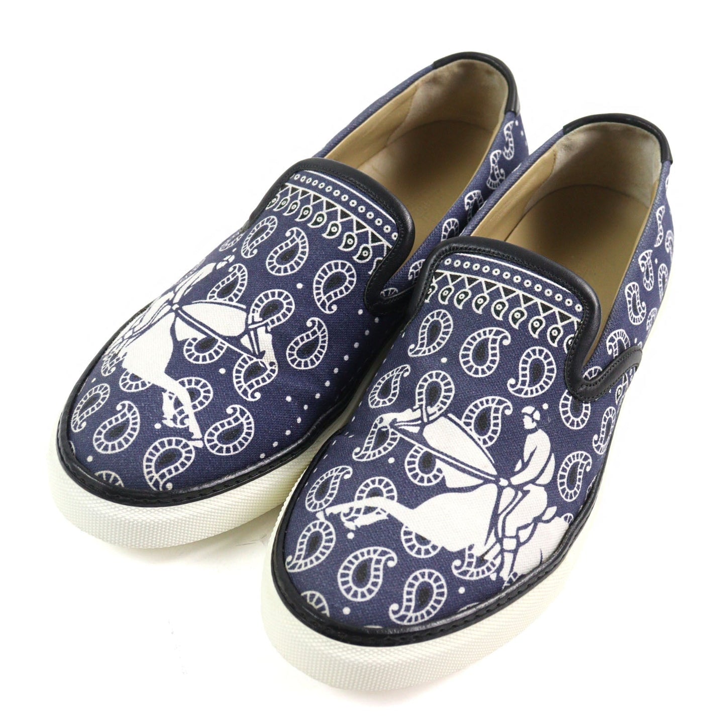 HERMES Low cut sneakers Main: Canvas, Part: Leather Navy white mens 41.5 Used
