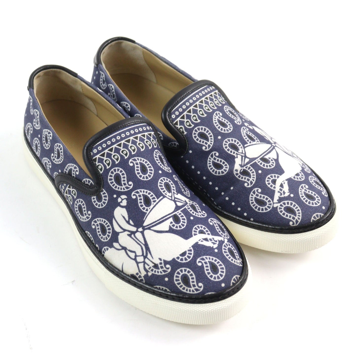 HERMES Low cut sneakers Main: Canvas, Part: Leather Navy white mens 41.5 Used