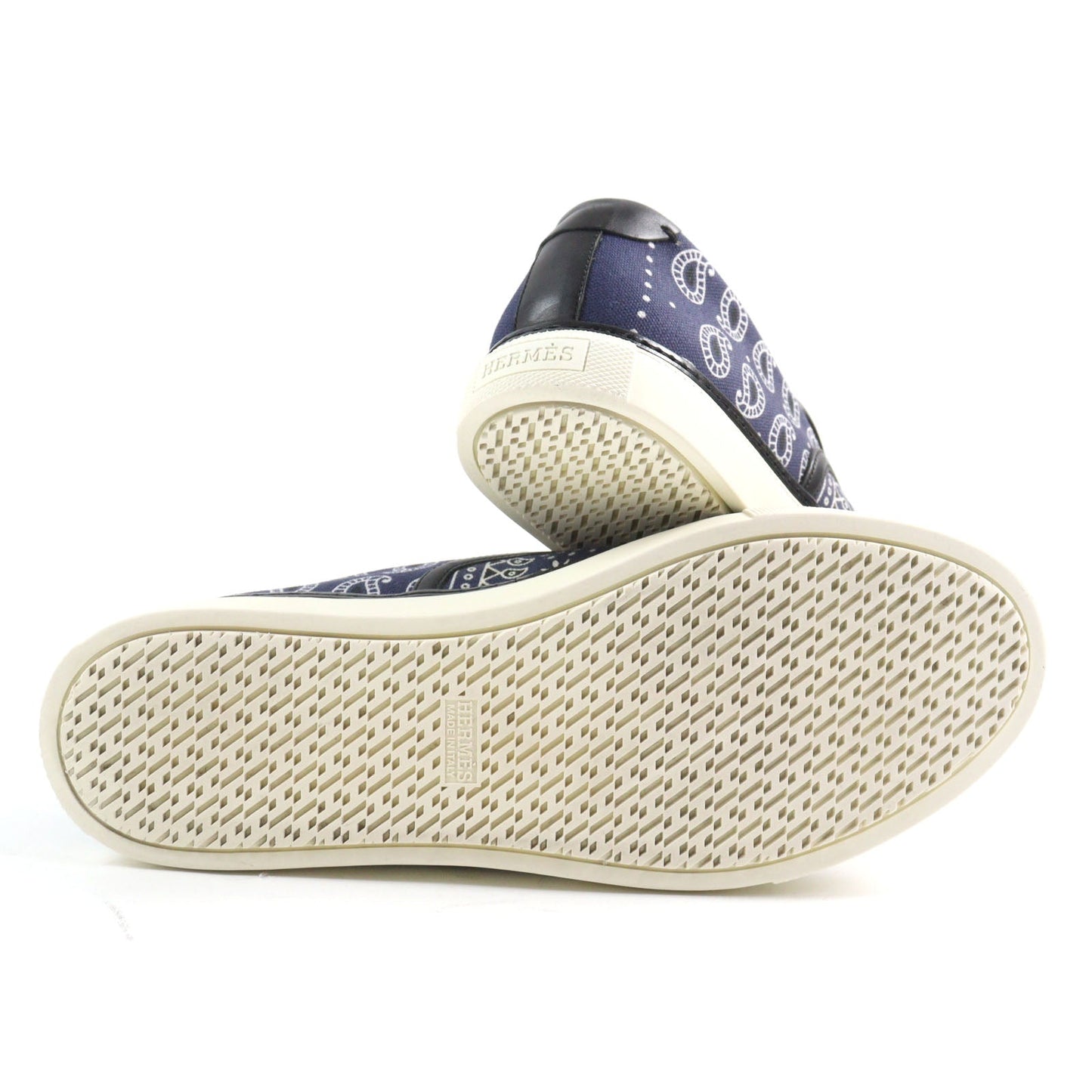 HERMES Low cut sneakers Main: Canvas, Part: Leather Navy white mens 41.5 Used