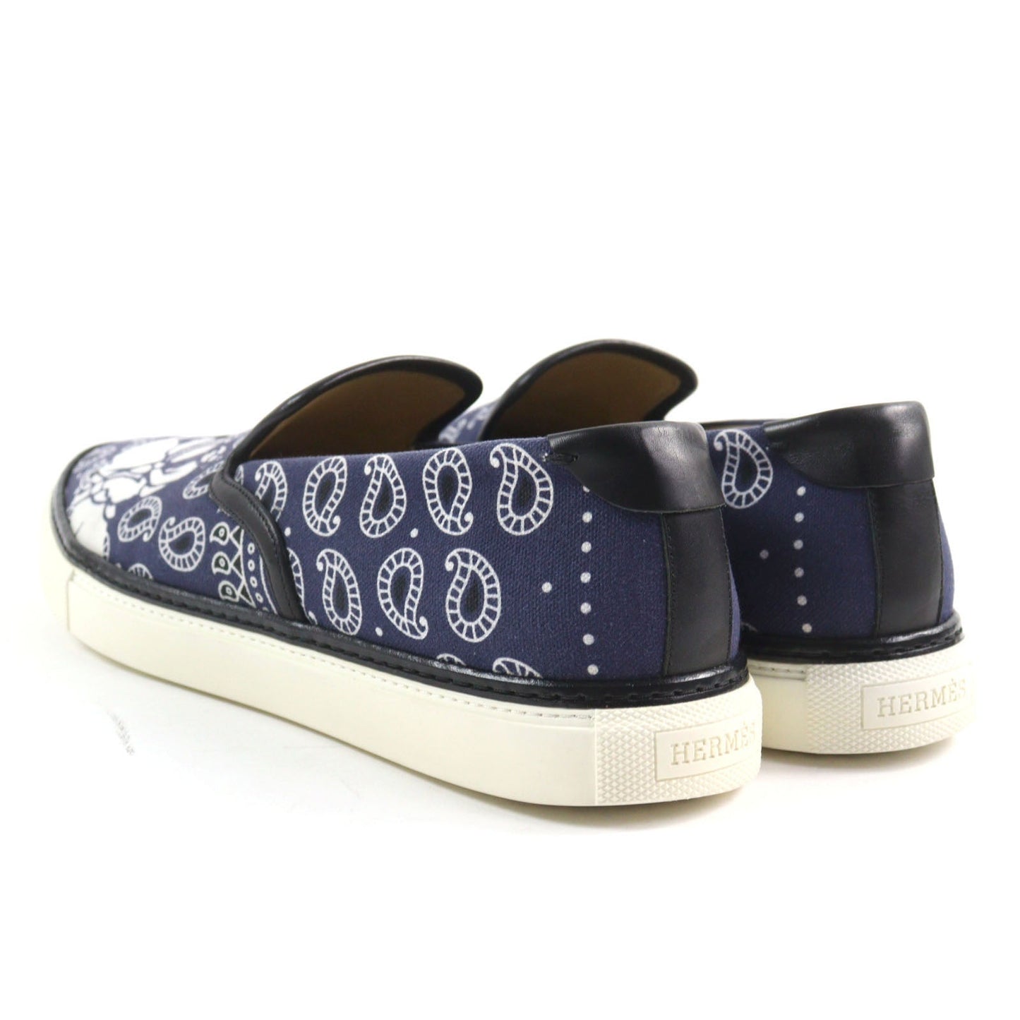 HERMES Low cut sneakers Main: Canvas, Part: Leather Navy white mens 41.5 Used