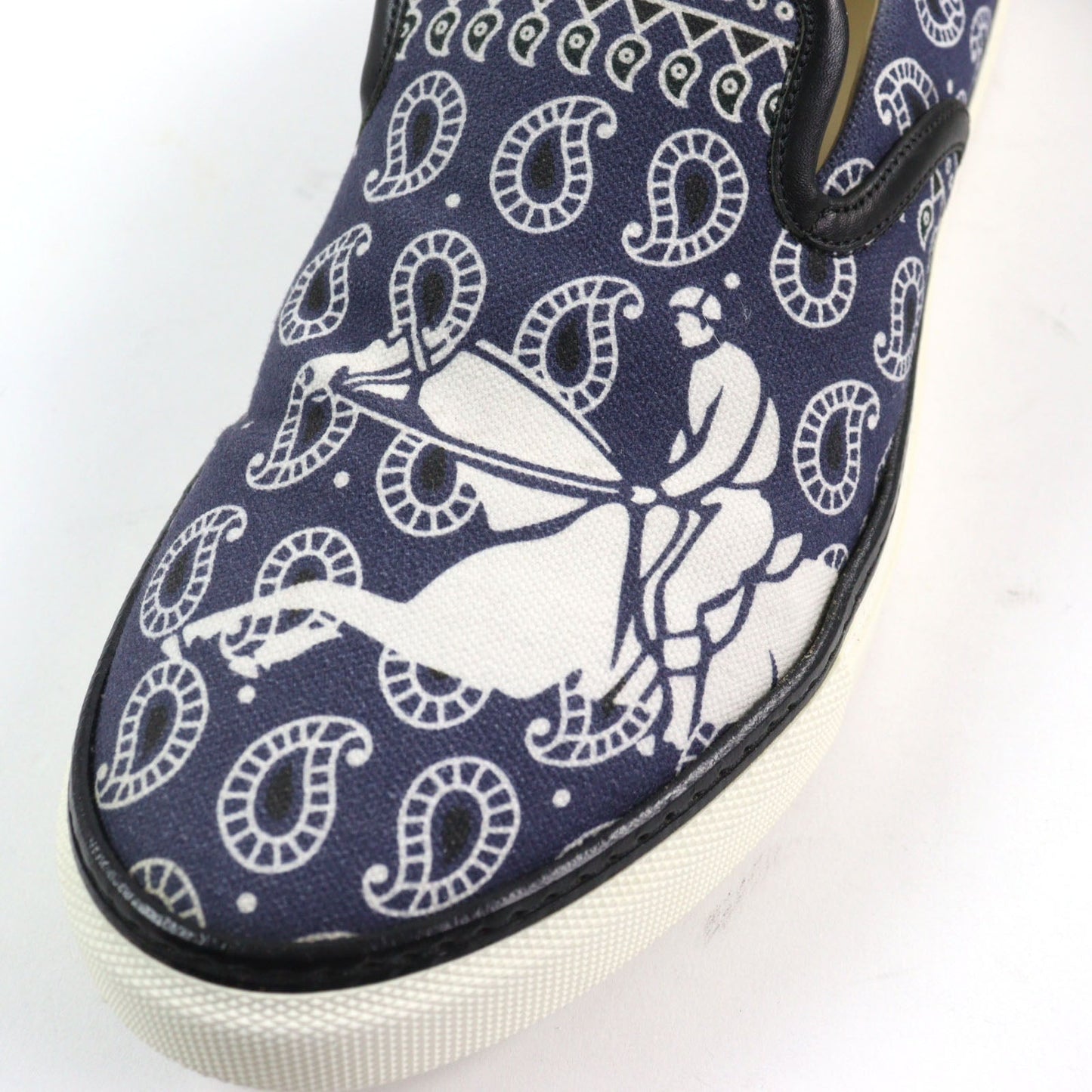 HERMES Low cut sneakers Main: Canvas, Part: Leather Navy white mens 41.5 Used