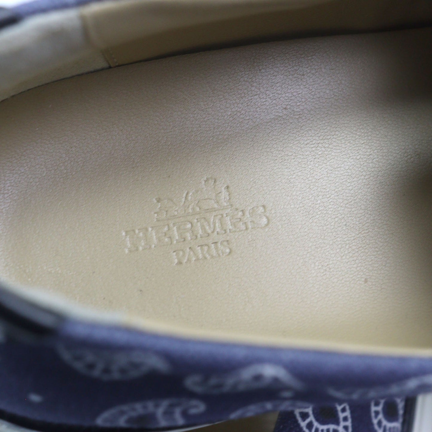 HERMES Low cut sneakers Main: Canvas, Part: Leather Navy white mens 41.5 Used