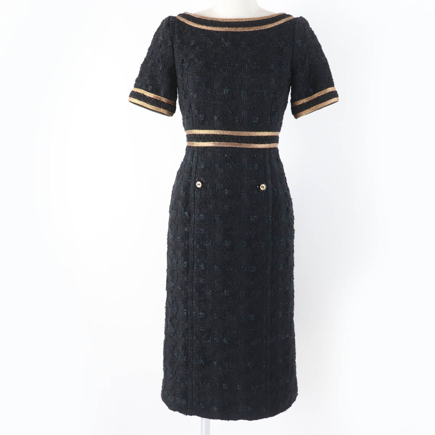 GUCCI one piece 572364 Main: 32% polyester, 27% nylon, 24% cotton, 16% acrylic, 1% polyurethane Black gold Women 36 Used