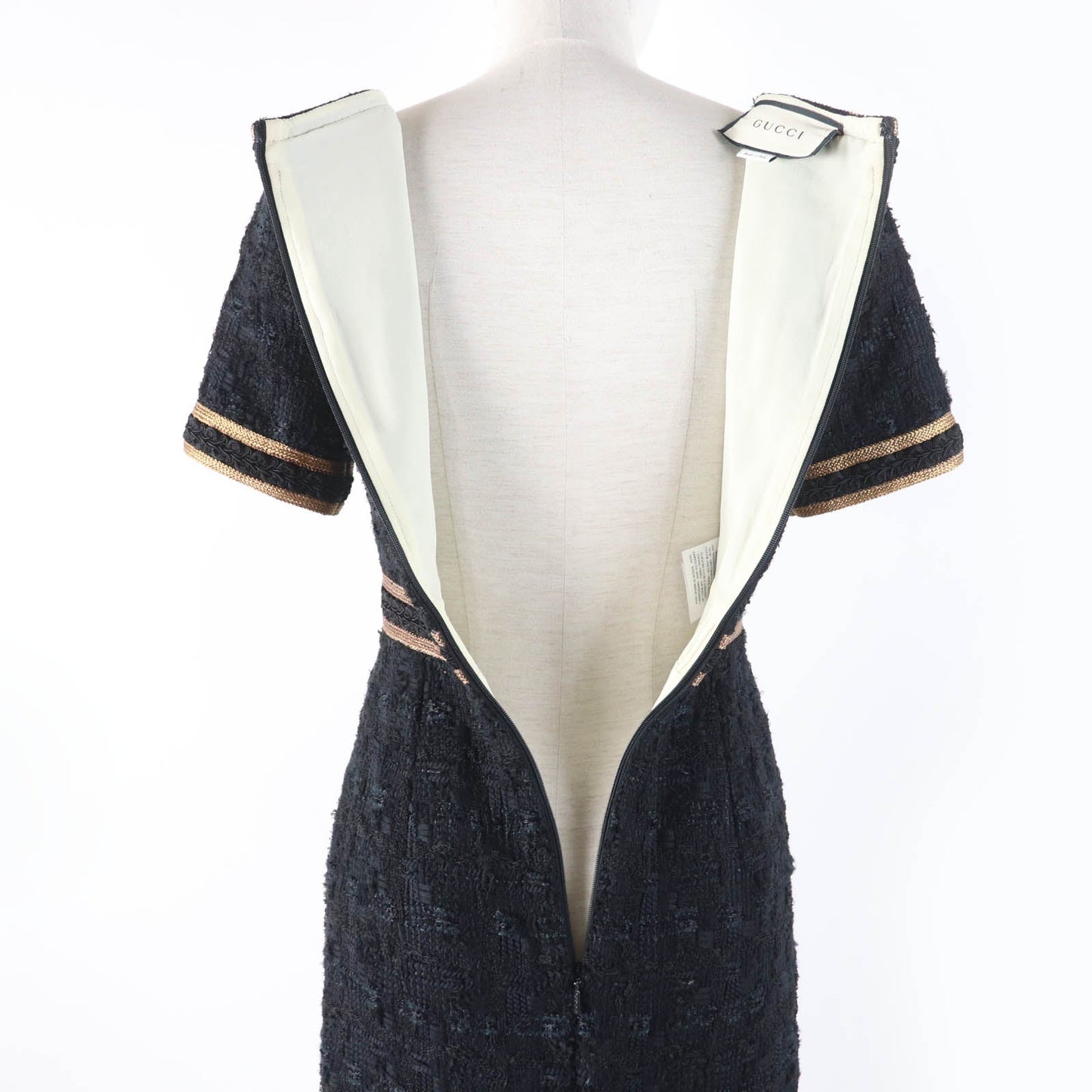 GUCCI one piece 572364 Main: 32% polyester, 27% nylon, 24% cotton, 16% acrylic, 1% polyurethane Black gold Women 36 Used