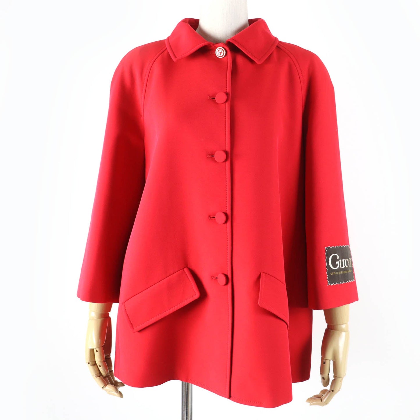 GUCCI Jacket 619359 Main: 54% silk, Main: 46% wool, Part: 100% polyester, Lining: 100% rayon Red Women 40 Used