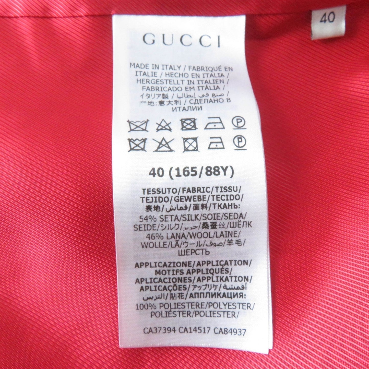 GUCCI Jacket 619359 Main: 54% silk, Main: 46% wool, Part: 100% polyester, Lining: 100% rayon Red Women 40 Used