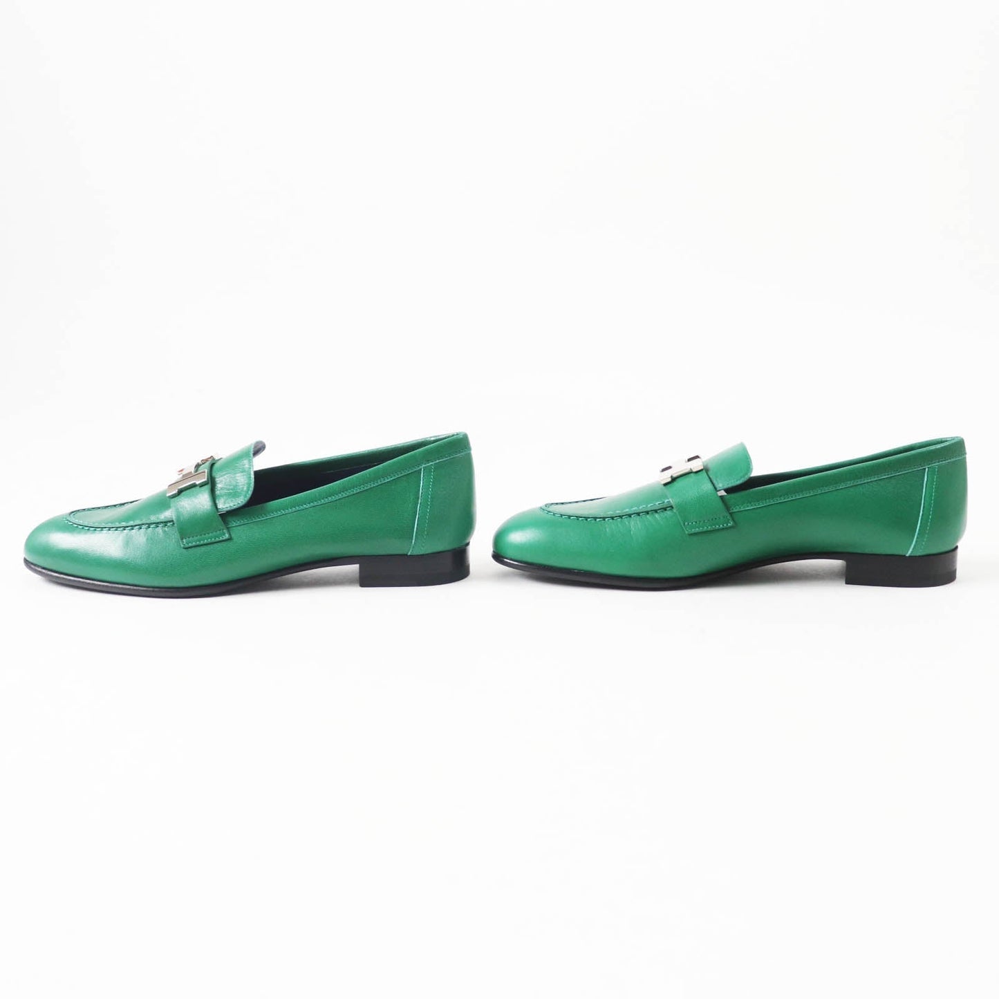 HERMES loafers Main: Leather green moccasins paris Women 37 Used
