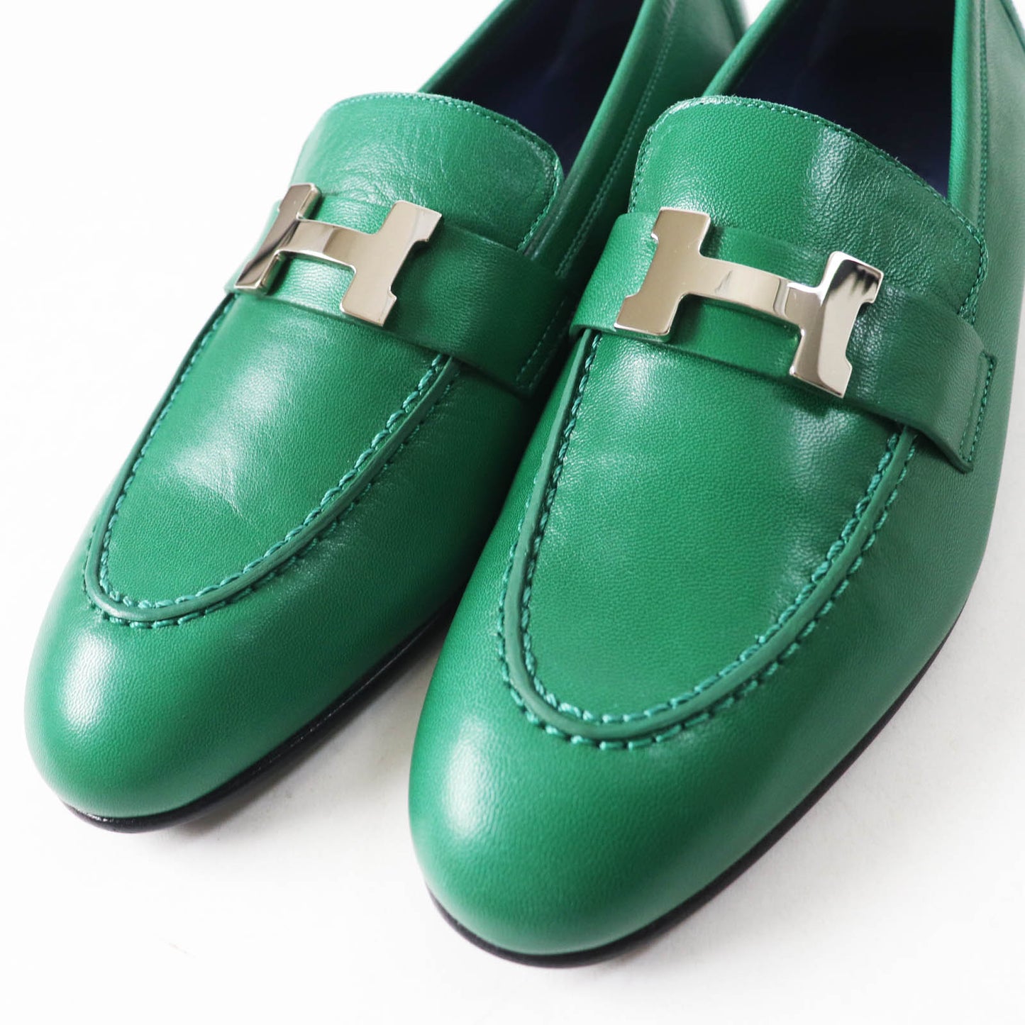 HERMES loafers Main: Leather green moccasins paris Women 37 Used