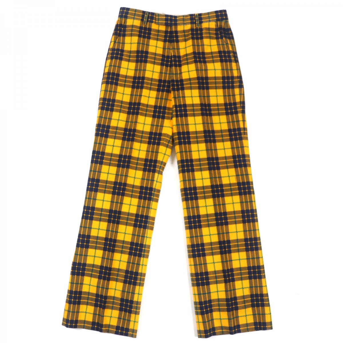 GUCCI slacks 714622 Main: 100% cotton, Lining: 100% rayon, Lining: 100% cotton yellow Straight-Leg Checked Tartan Cotton Pant mens 48 Used