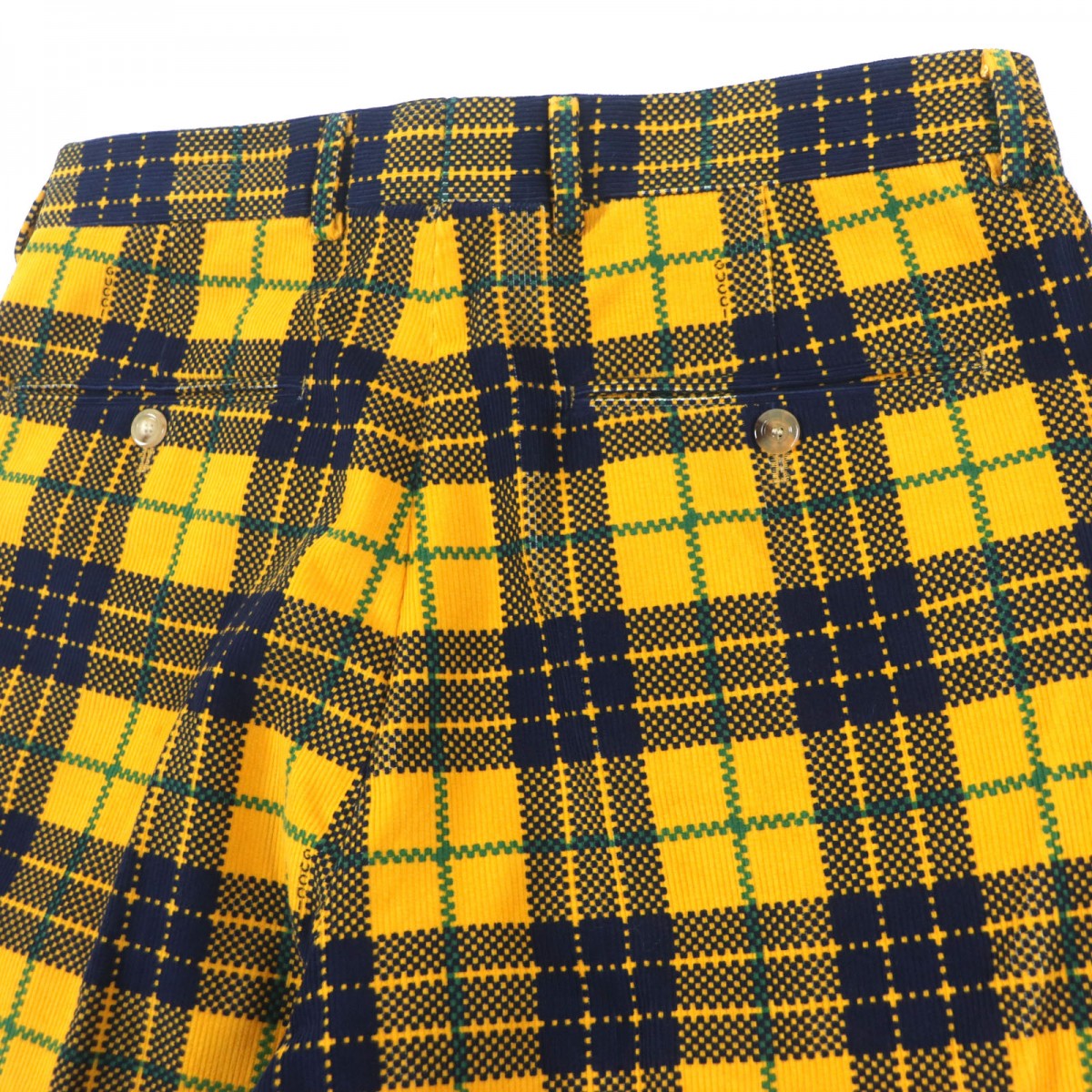 GUCCI slacks 714622 Main: 100% cotton, Lining: 100% rayon, Lining: 100% cotton yellow Straight-Leg Checked Tartan Cotton Pant mens 48 Used