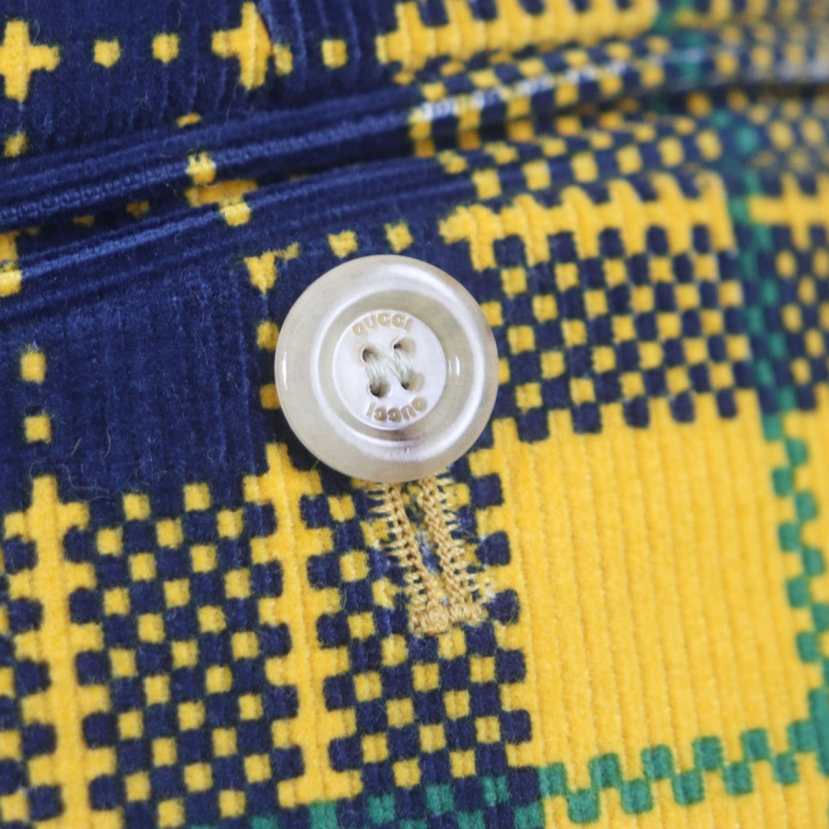 GUCCI slacks 714622 Main: 100% cotton, Lining: 100% rayon, Lining: 100% cotton yellow Straight-Leg Checked Tartan Cotton Pant mens 48 Used