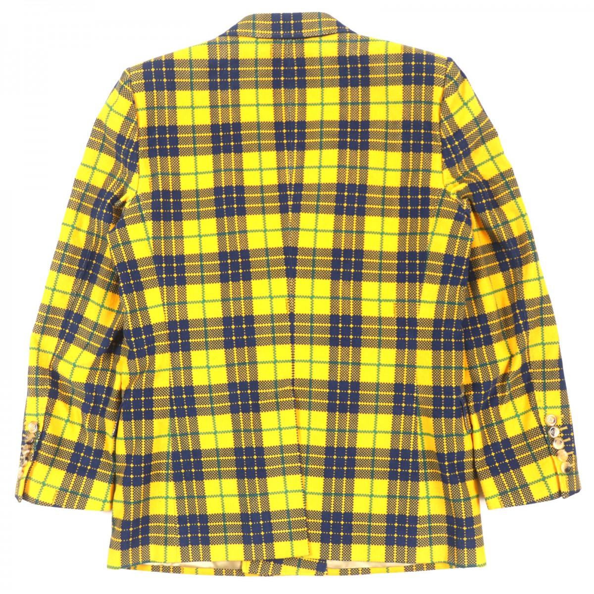 GUCCI tailored jacket 714971 Main: 100% cotton, Lining: 100% rayon, Sleeve lining: 100% cupra, Lining: 100% cotton yellow Double-Breasted Checked Cotton-Corduroy Blazer mens 50 Used