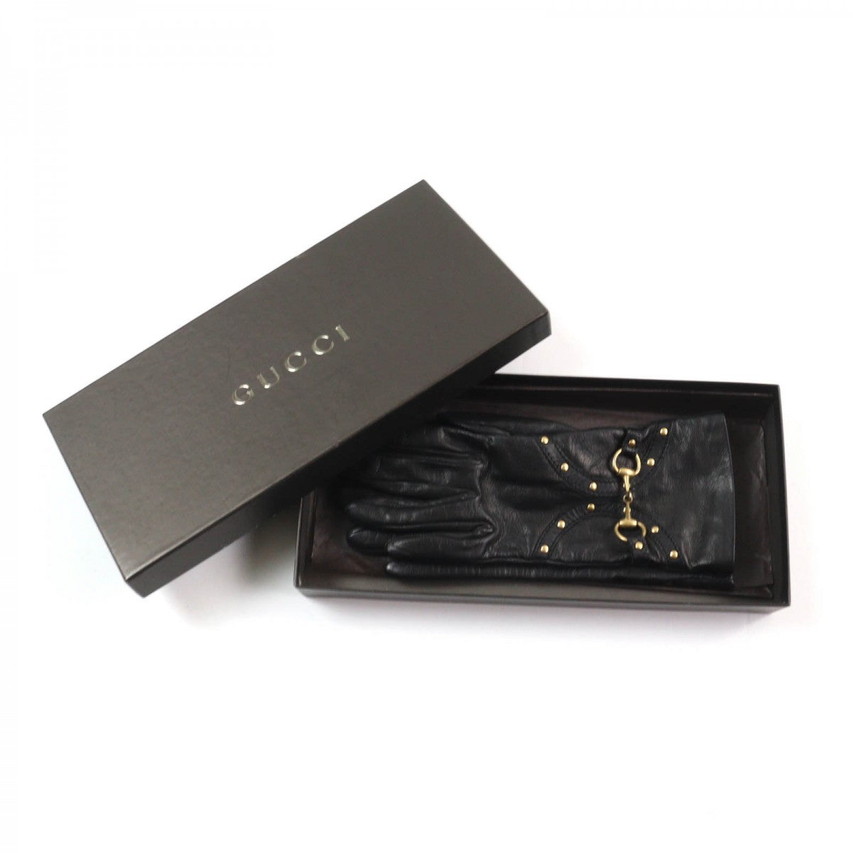 GUCCI gloves leather black 7.5