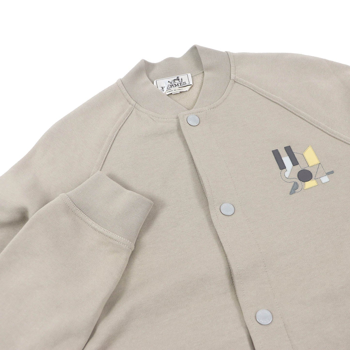 HERMES Stajan Main: 100% cotton, Part: 90% cotton, Part: 10% elastane (polyurethane), Leather part: Lambskin beige Jeu d'Adresse mens M Used