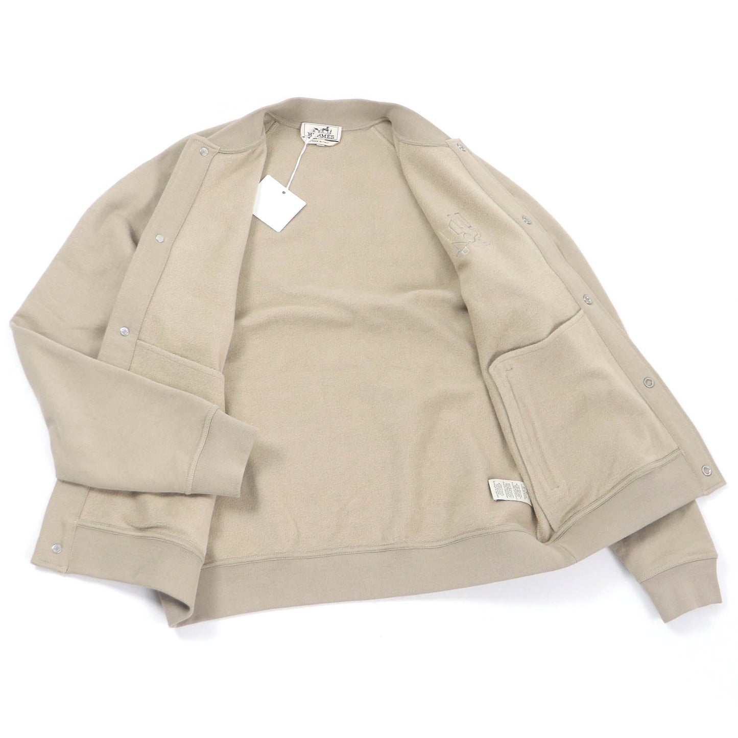 HERMES Stajan Main: 100% cotton, Part: 90% cotton, Part: 10% elastane (polyurethane), Leather part: Lambskin beige Jeu d'Adresse mens M Used