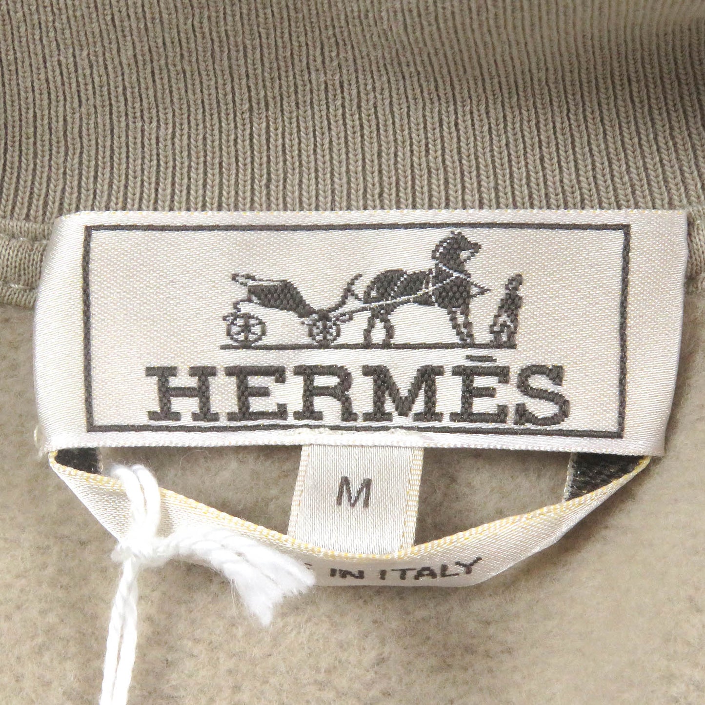 HERMES Stajan Main: 100% cotton, Part: 90% cotton, Part: 10% elastane (polyurethane), Leather part: Lambskin beige Jeu d'Adresse mens M Used