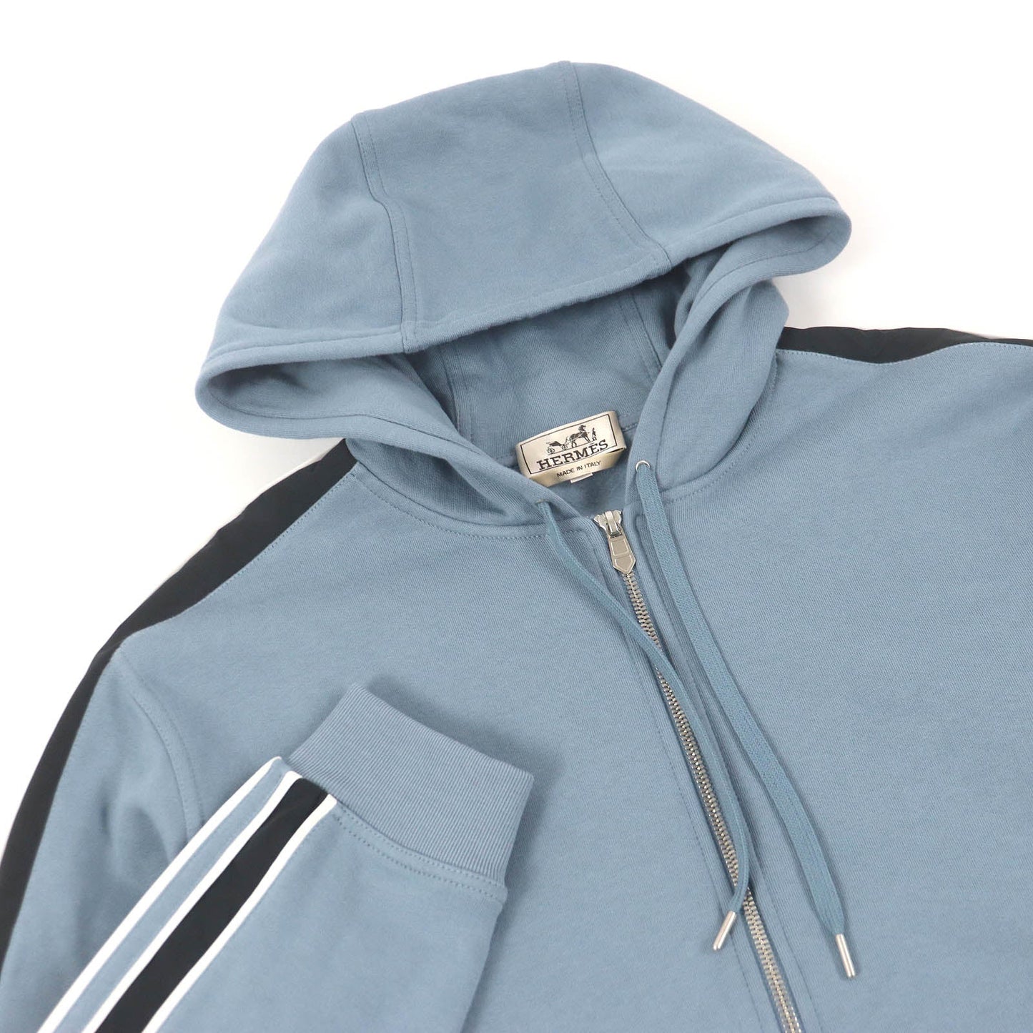 HERMES Hoodie Main: 100% cotton, part: 90% cotton, part: 10% polyurethane, part: 80% nylon, part: 20% polyurethane blue Run H mens L Used
