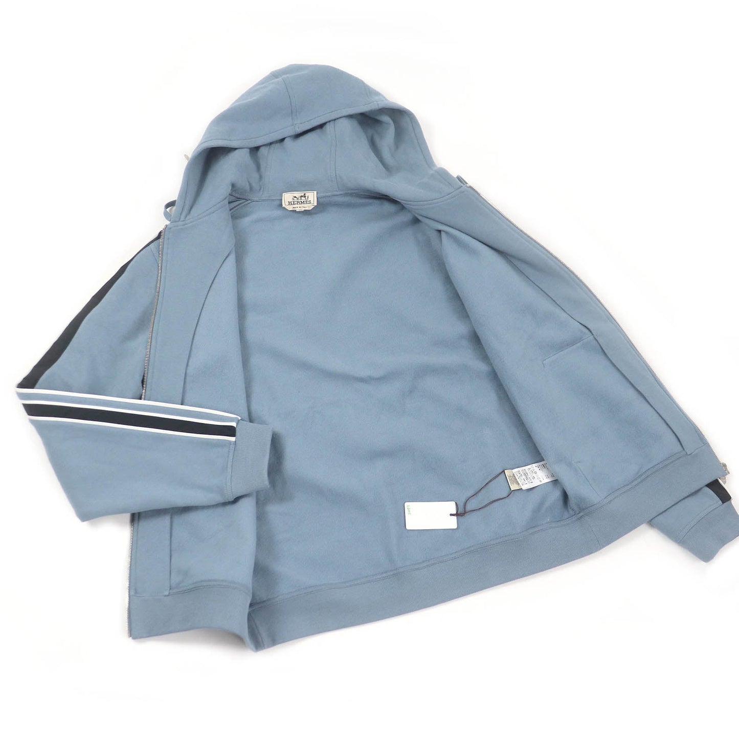 HERMES Hoodie Main: 100% cotton, part: 90% cotton, part: 10% polyurethane, part: 80% nylon, part: 20% polyurethane blue Run H mens L Used