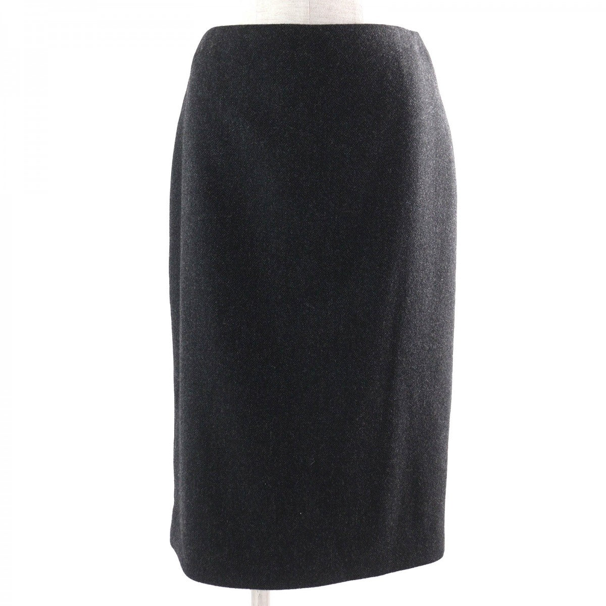 HERMES Tight Skirt Outer: 85% wool, Outer: 15% cashmere, Leather: cowhide, Lining: 100% silk Dark gray Women 36 Used