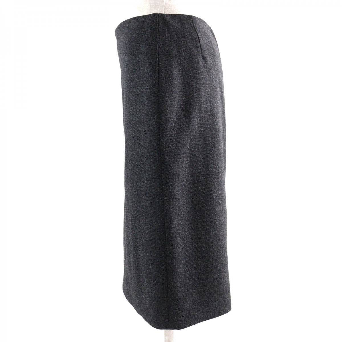 HERMES Tight Skirt Outer: 85% wool, Outer: 15% cashmere, Leather: cowhide, Lining: 100% silk Dark gray Women 36 Used